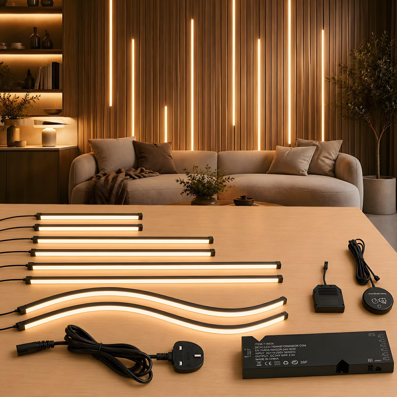 LED Strip Lights for Acoustic Wall Panels,8 Black Strips with Voice Control