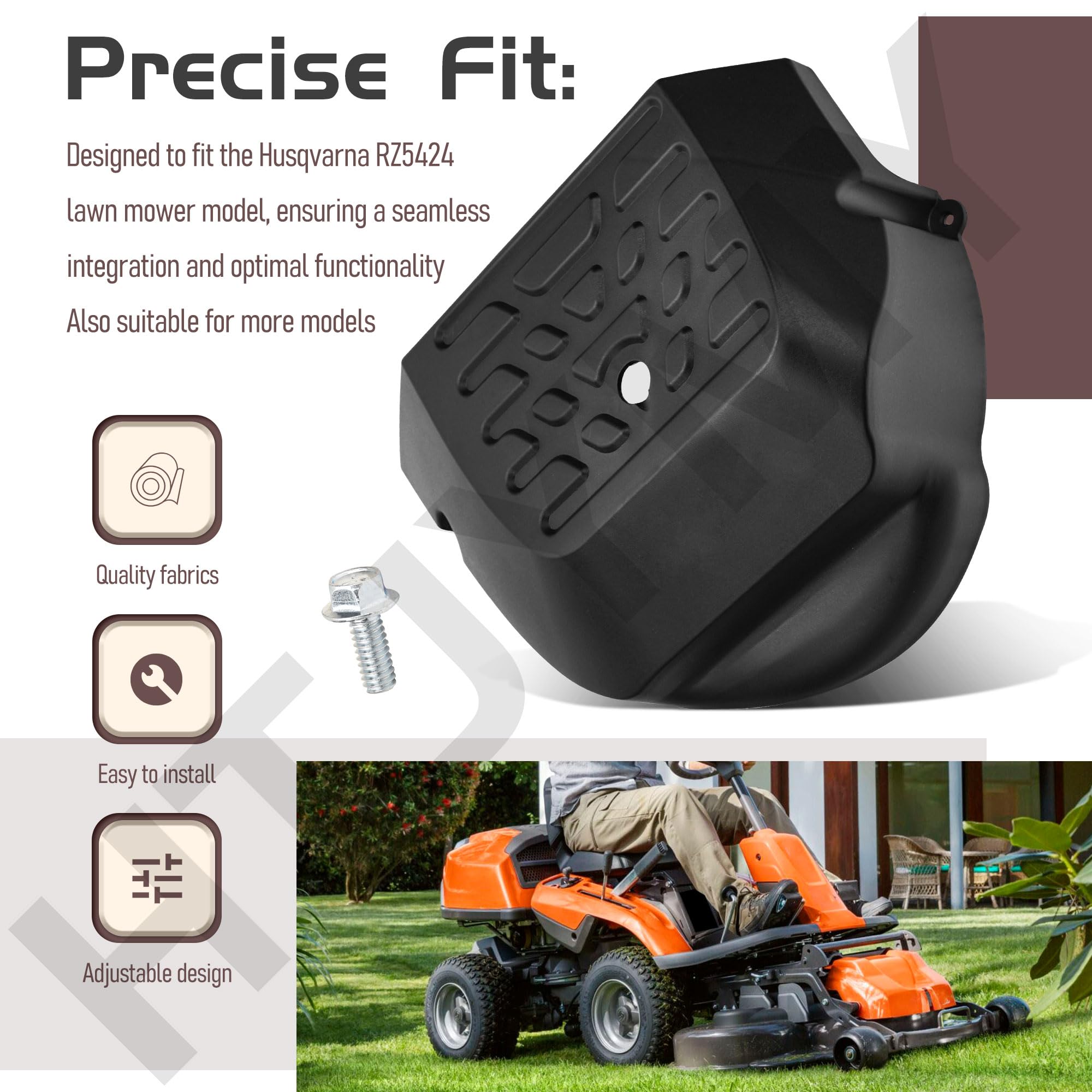 532196066 Mandril de cubierta LH compatible con cortacésped Husqvarna RZ5424, negro