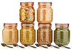 HAPPI Multipurpose Unbreakable Plastic Transparent Storage Containers For Kitchen Airtight Masala Box Dabba Spice, Cereal, Dry Fruits Spice Box 750 Ml With Spoons (Set Of 6 Pcs – Brown)