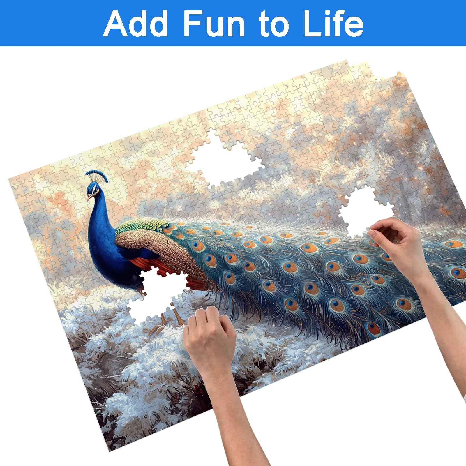 Puzzle 4000 Pezzi Pavone, Puzzle Animale 4000 Pezzi Arte per Adulti e Bambini, Misura: 141.5x87.5 cm, Puzzles Legno per Adulti con Squisita Scatola di Imballaggio, Regalo Donna, Regalo Uomo, -8769