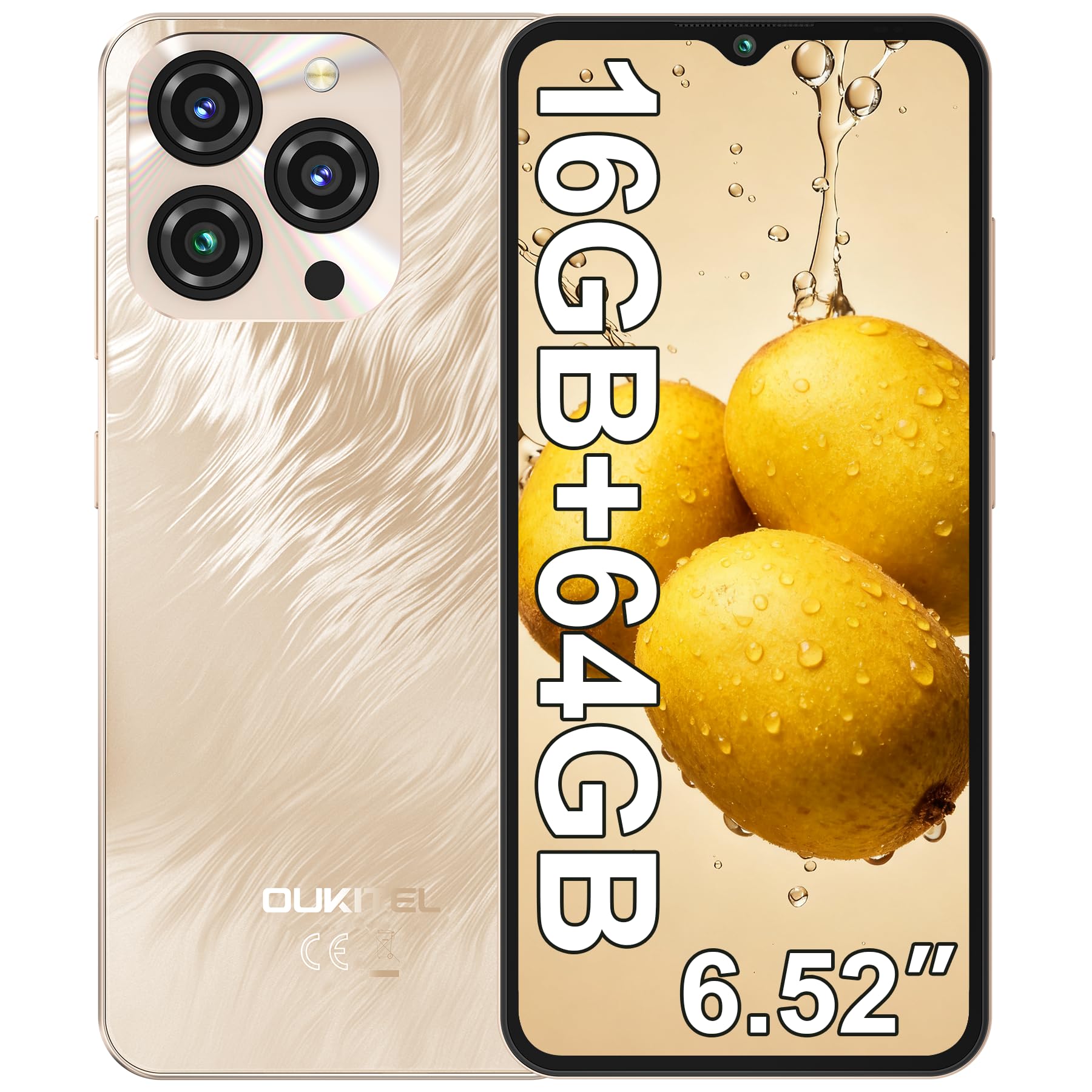 OUKITEL C3 Smartphone, 16GB+64GB/ 1TB Telefono Cellulare, 6.52" HD+ Cellulari e Smartphone, 5000mAh Cellulare Android, 13MP+5MP Telefoni Cellulari, Dual 4G SIM/Face ID/OTG/GPS/ 3.5mm Jack