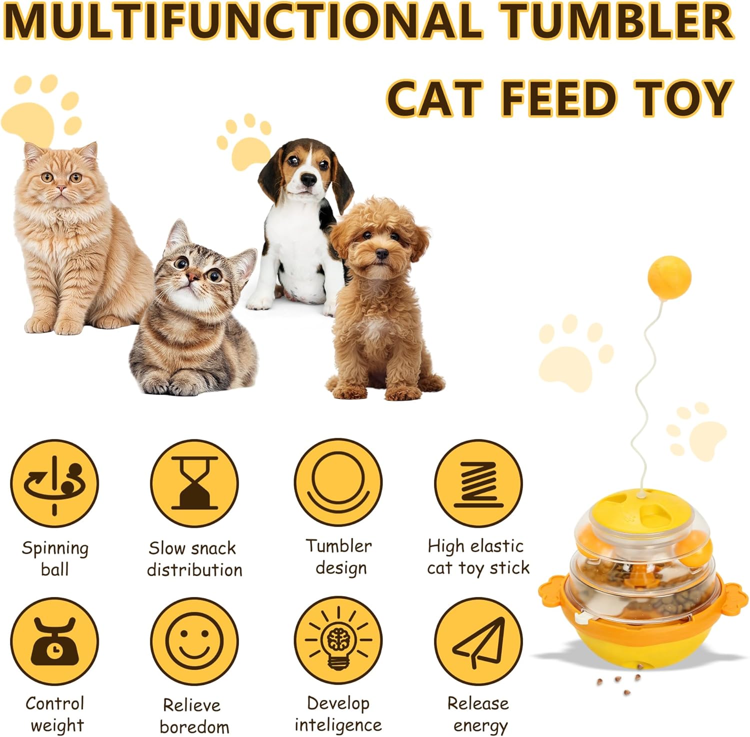 Interactive Cat Toys for Indoor Cats Tumbler Toy with Tracking Balls Slow Food Dispenser Feeding Pet, Fun & Engaging Cat Toys Exercise, Durable & Safe image 6 of 7 B0FCS5MVVR