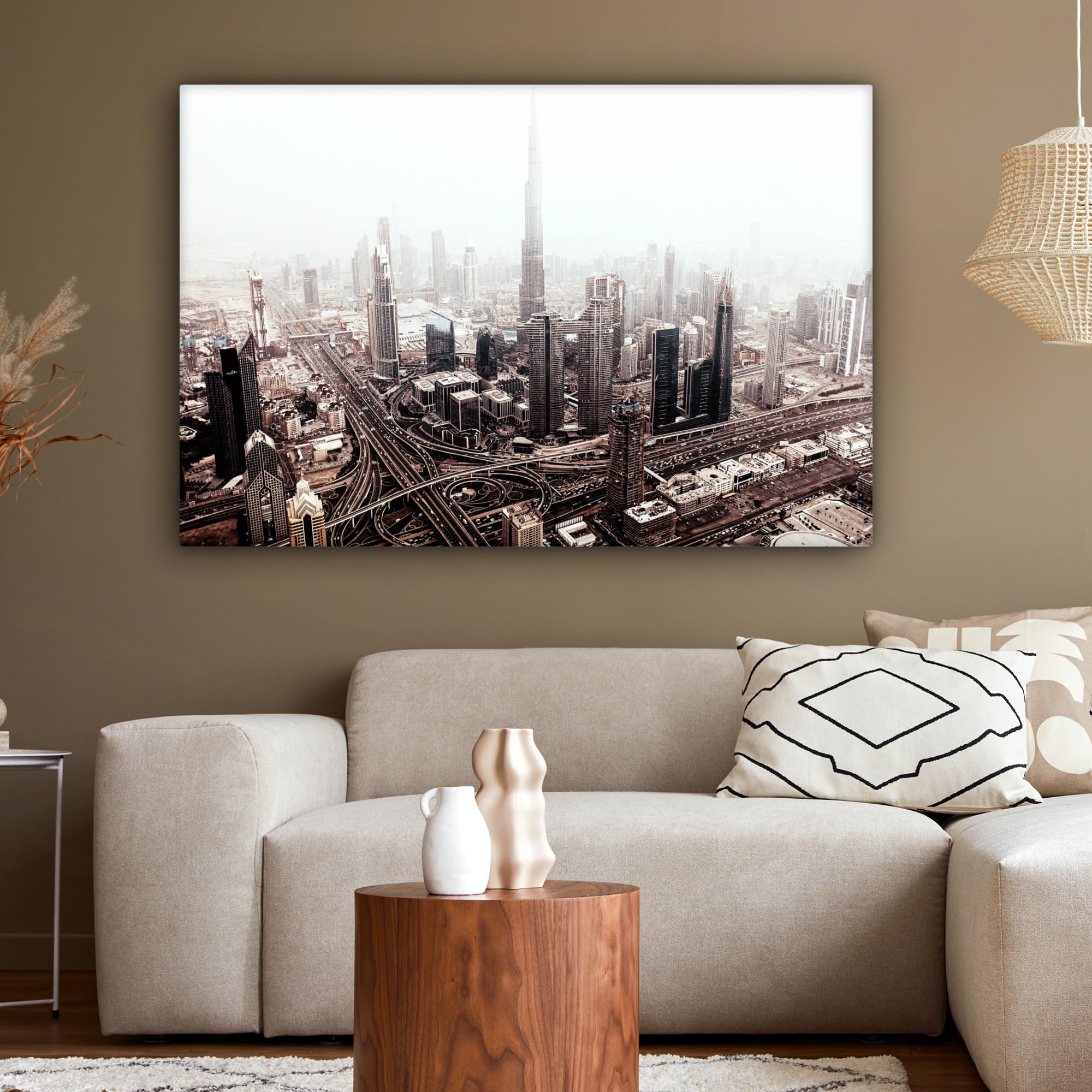 MuchoWow© Bilder Groß Groß 140x90 cm XXL Wohnzimmer Deko Modern Wandbild XXL Kunstdruck auf Leinwand Bild Schlafzimmer über Bett Room Decor Geschenke Stadt - Architektur - Gebäude - Schwarzweiß