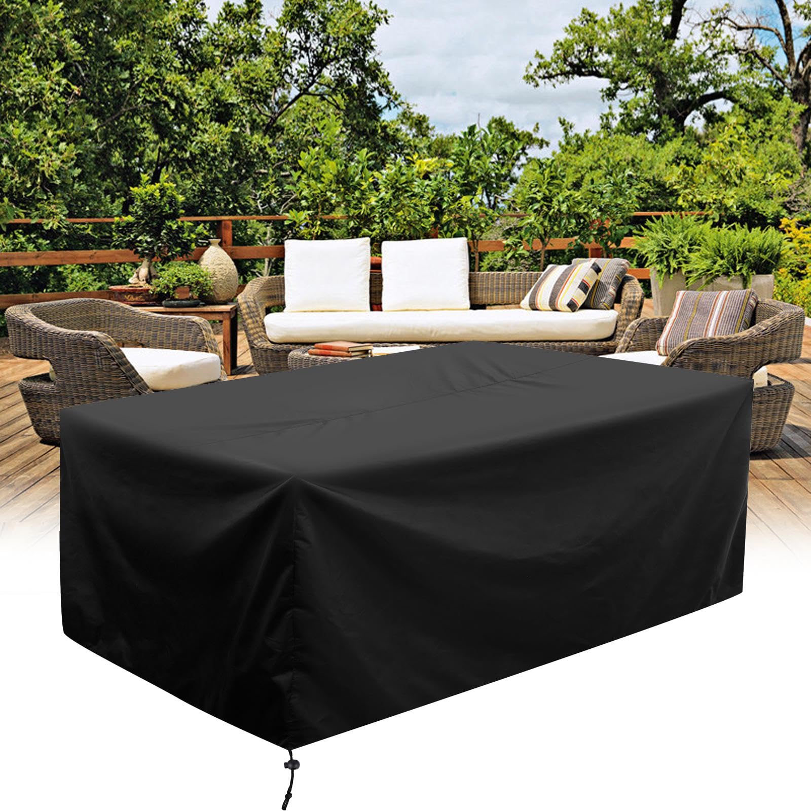 Grote Waterdichte Buitentafelhoezen Rechthoekig 140x80x80cm Tuinmeubelhoes, 600D Heavy Duty Oxford Stof Patio Meubilairhoezen Winddicht Anti-UV voor Tuintafelhoes en Rotan Bank