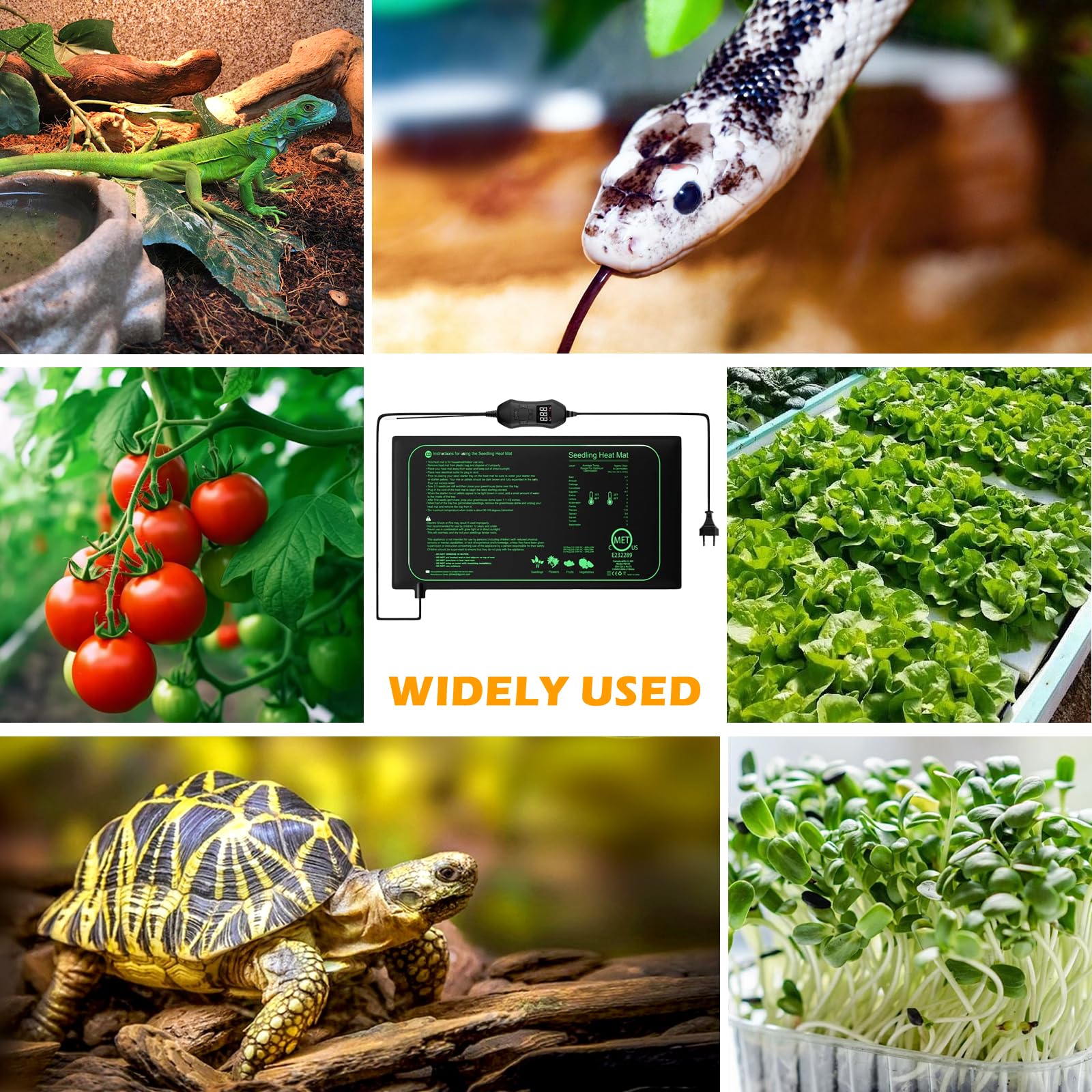 GOMETY - Alfombra térmica para plantas con termostato, 50 W impermeable para siembra y germinación, alfombra calefactora ajustable 52,5 x 25 cm para plantas, animales y reptiles