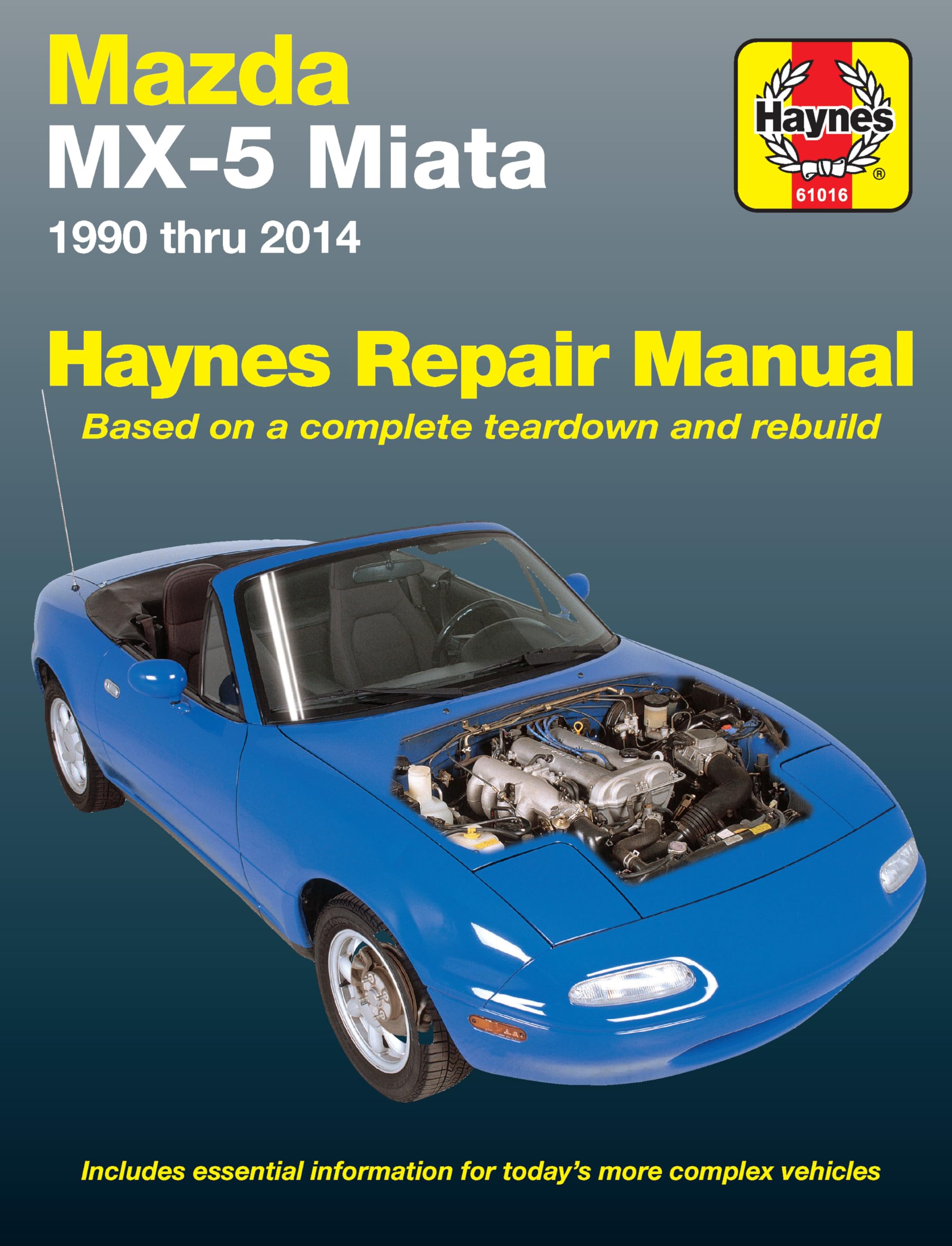 Mazda MX-5 Miata (90-14) Haynes Repair Manual (Does not include information specific to turbocharged models. Includes thorough vehicle coverage apart from the specific exclusion noted)