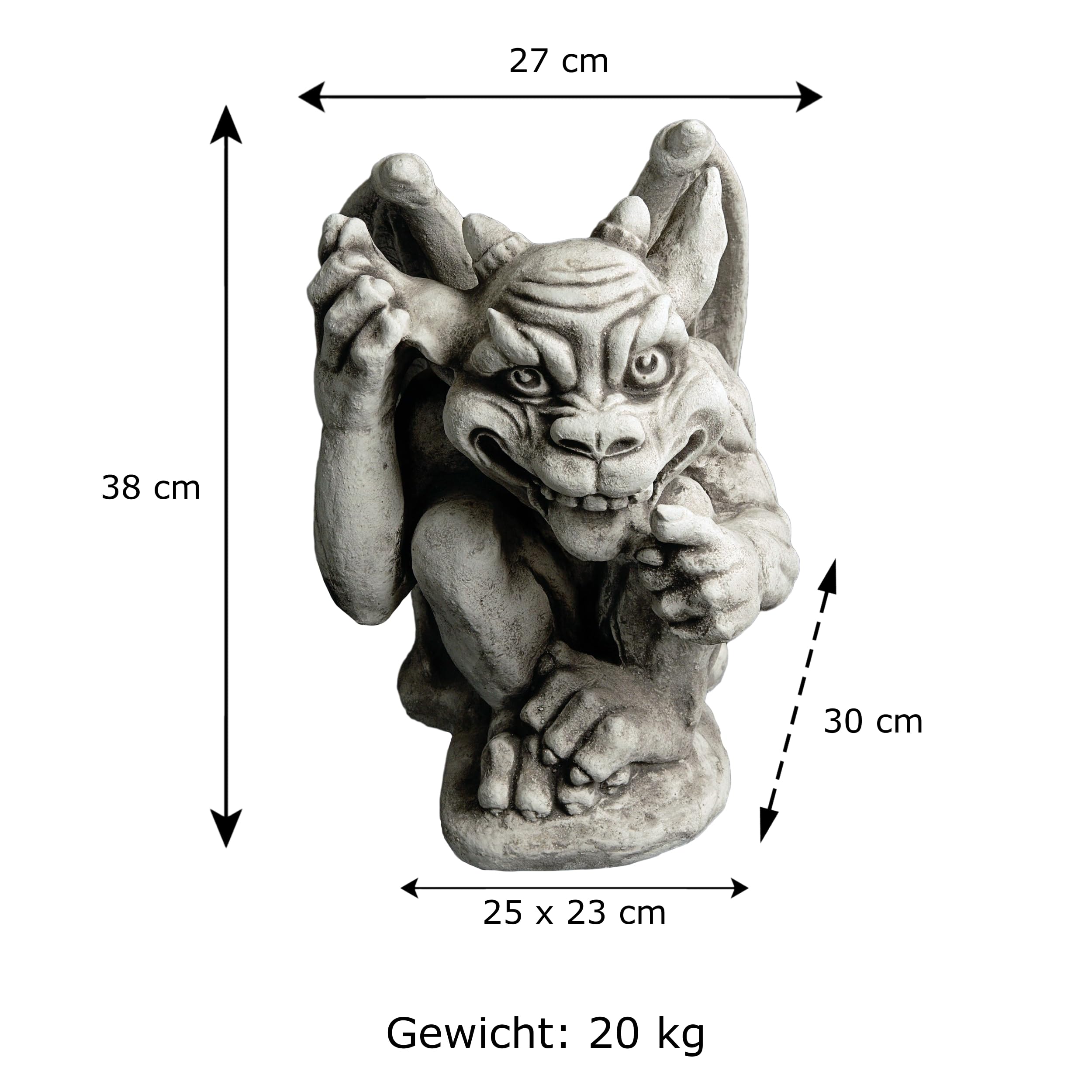 gartendekoparadies.de Grande Statue Amusante gargouille Le Fou Gardien en Pierre reconstituée, résistant au Gel