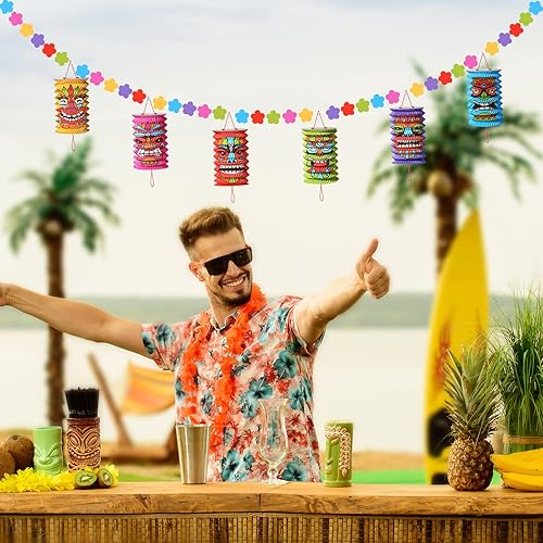 Miniatura 7 de 2 piezas de decoraciones hawaianas para fiestas de Luau de 10 pies, tiki y flores, pancartas de Navidad, decoraciones tiki de Navidad, decoración