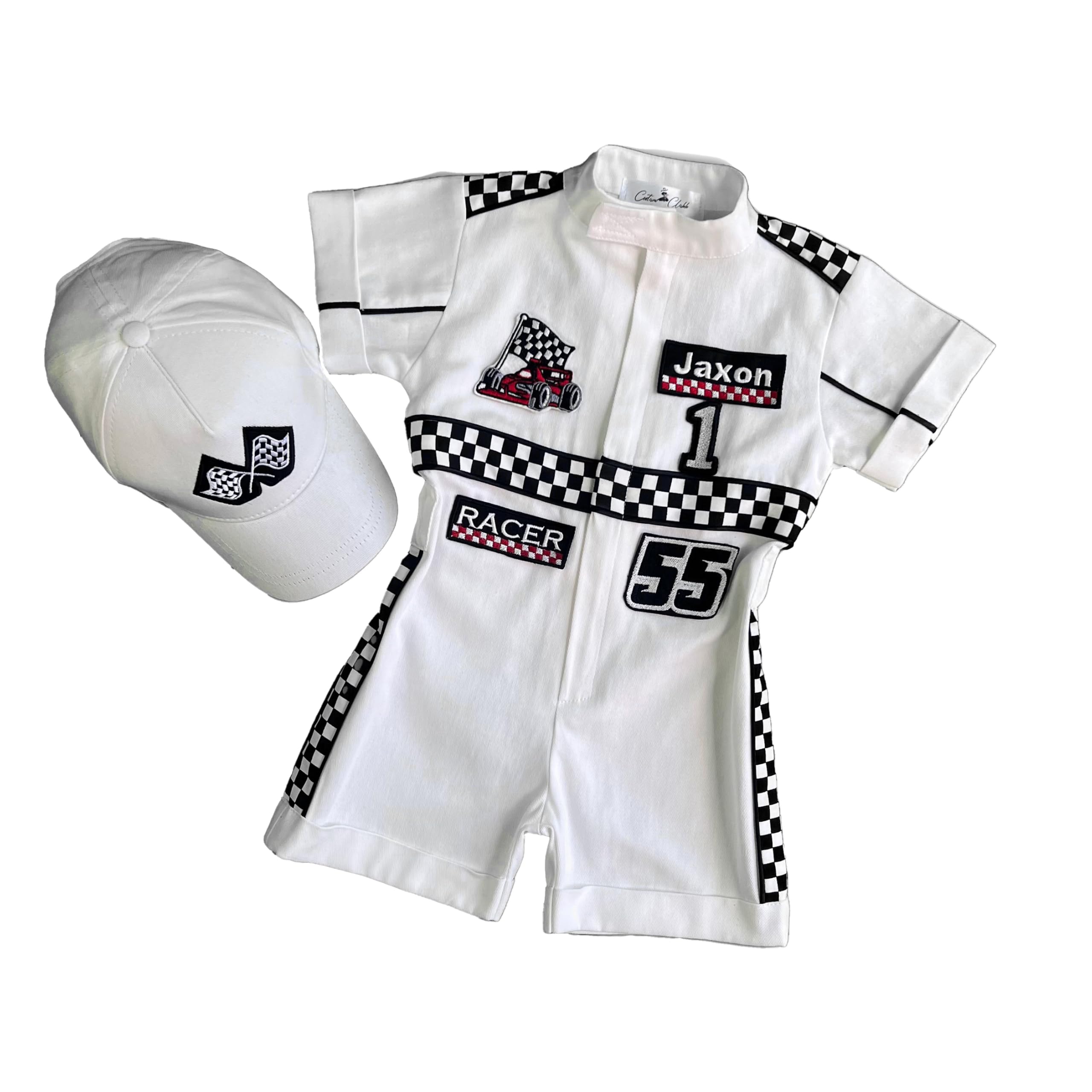 Costumes Club Personalized Handmade Race Car Driver Costume for Toddlers (2T, Pure White) — image 1