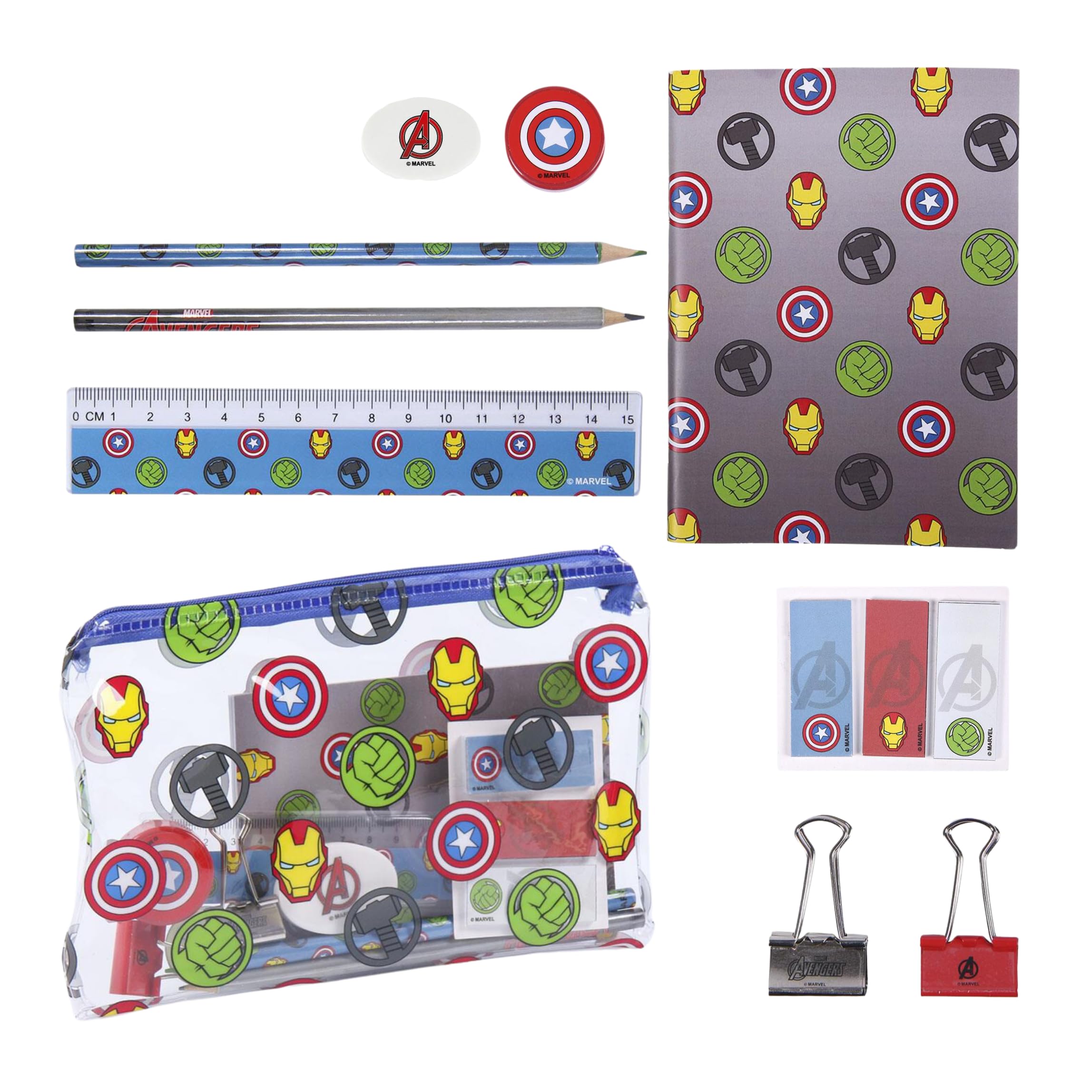 Marvel Avengers Stationery Set, Pencil Case with Notebook, School Set for Kids and Teenagers, Avengers Gift, Writing Paper Set