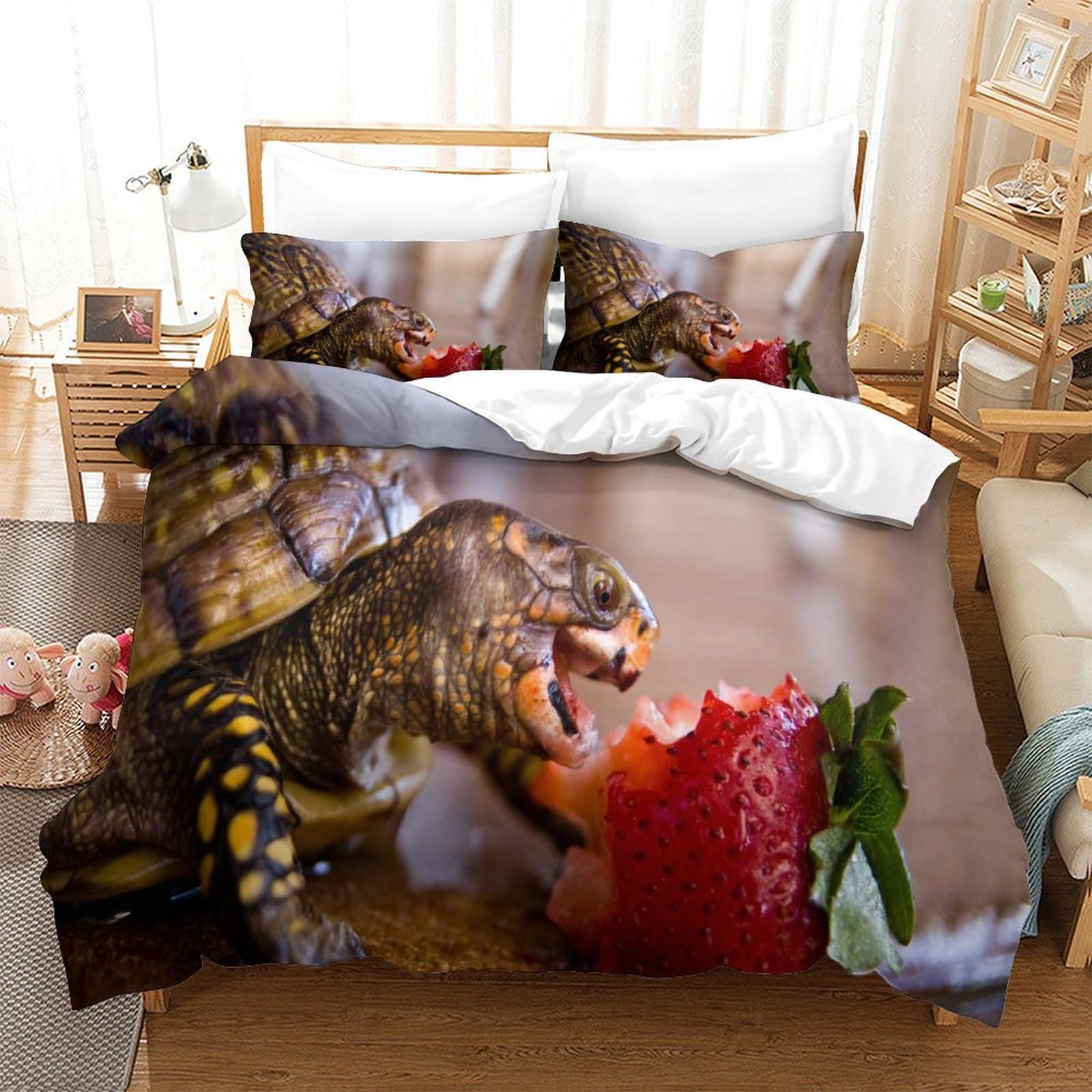 P1s9u7w5y Sea Turtle-4 Realistic Dinosaur 3D Printed Duvet Cover Set 3Pcs Microfiber Creature Bedding Set Double（200X200cm）