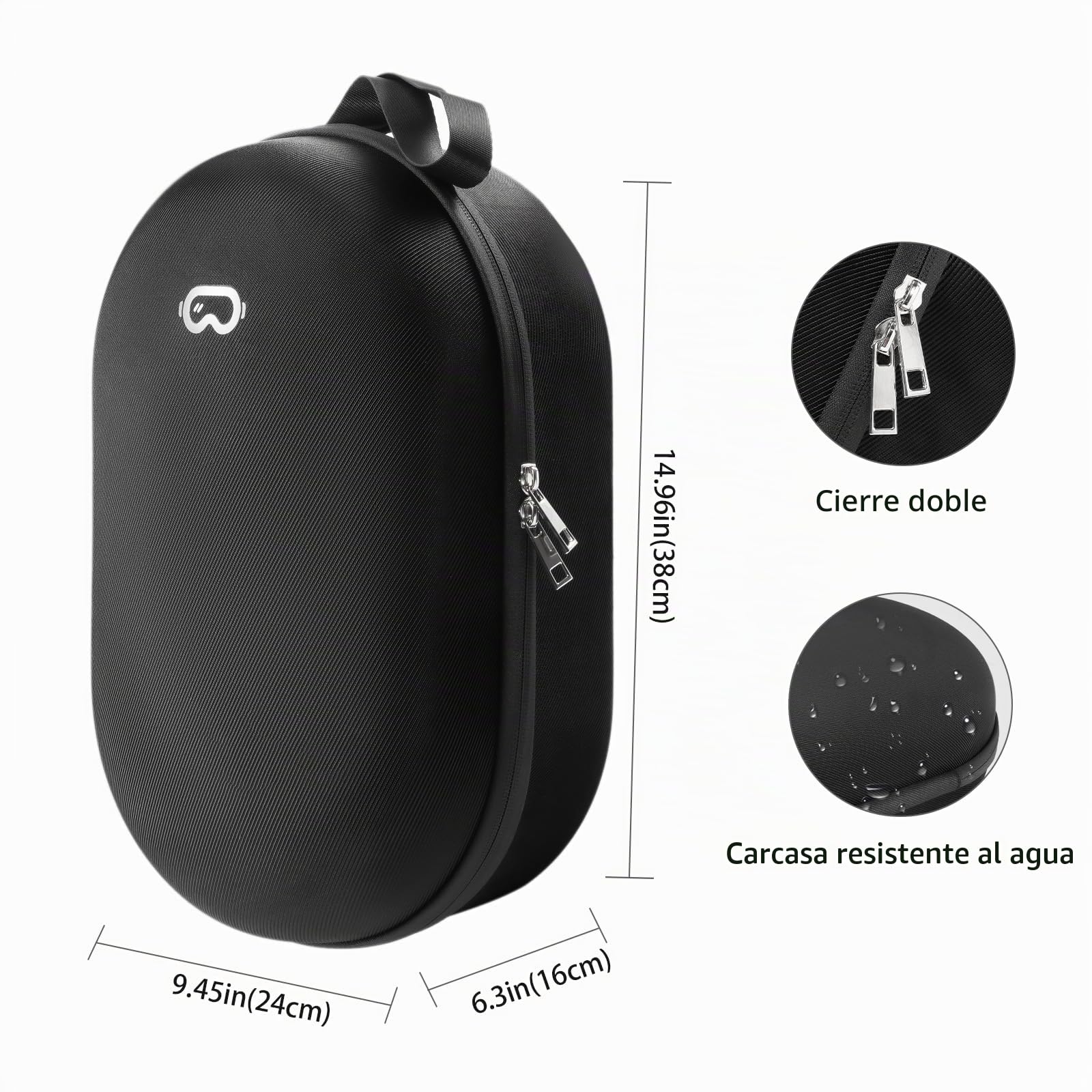 ProCase Funda Rígida para Meta Quest 3/2Pico 4/Apple Vision Pro/BOBOVR M2/M3 Pro/DESTEK QH3, Estuche Protector de Transporte para Auriculares VR Controlador Correa Elite -Negro