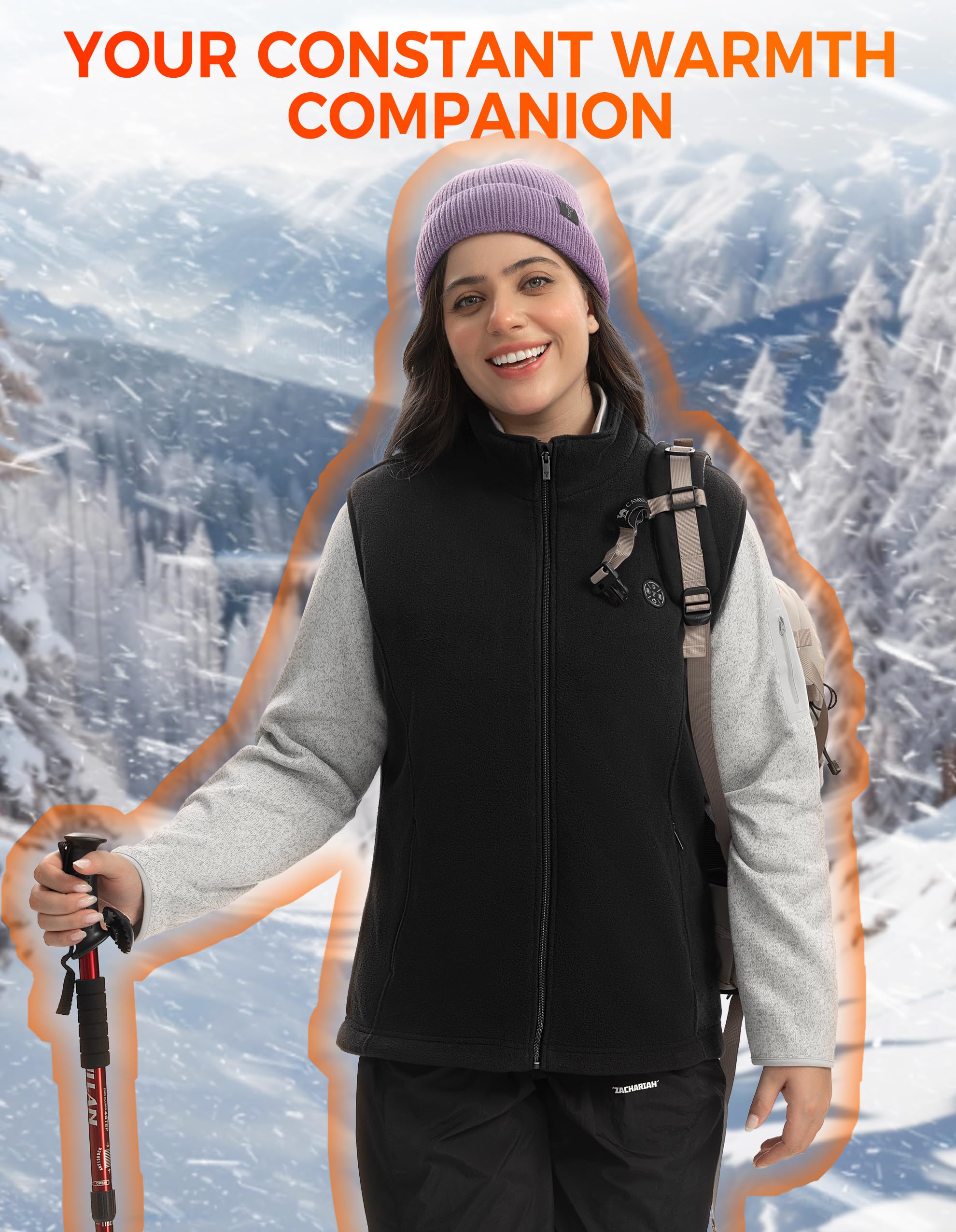 Gilet Riscaldato Donna Fleece con Powerbank, 15 Zone di Riscaldamento, Fleece, Leggera e Traspirante, per Campeggio