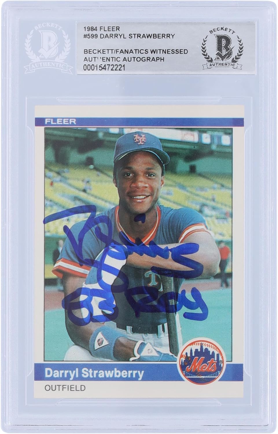Darryl Strawberry New York Mets Autographed 1984 Fleer 599 Beckett