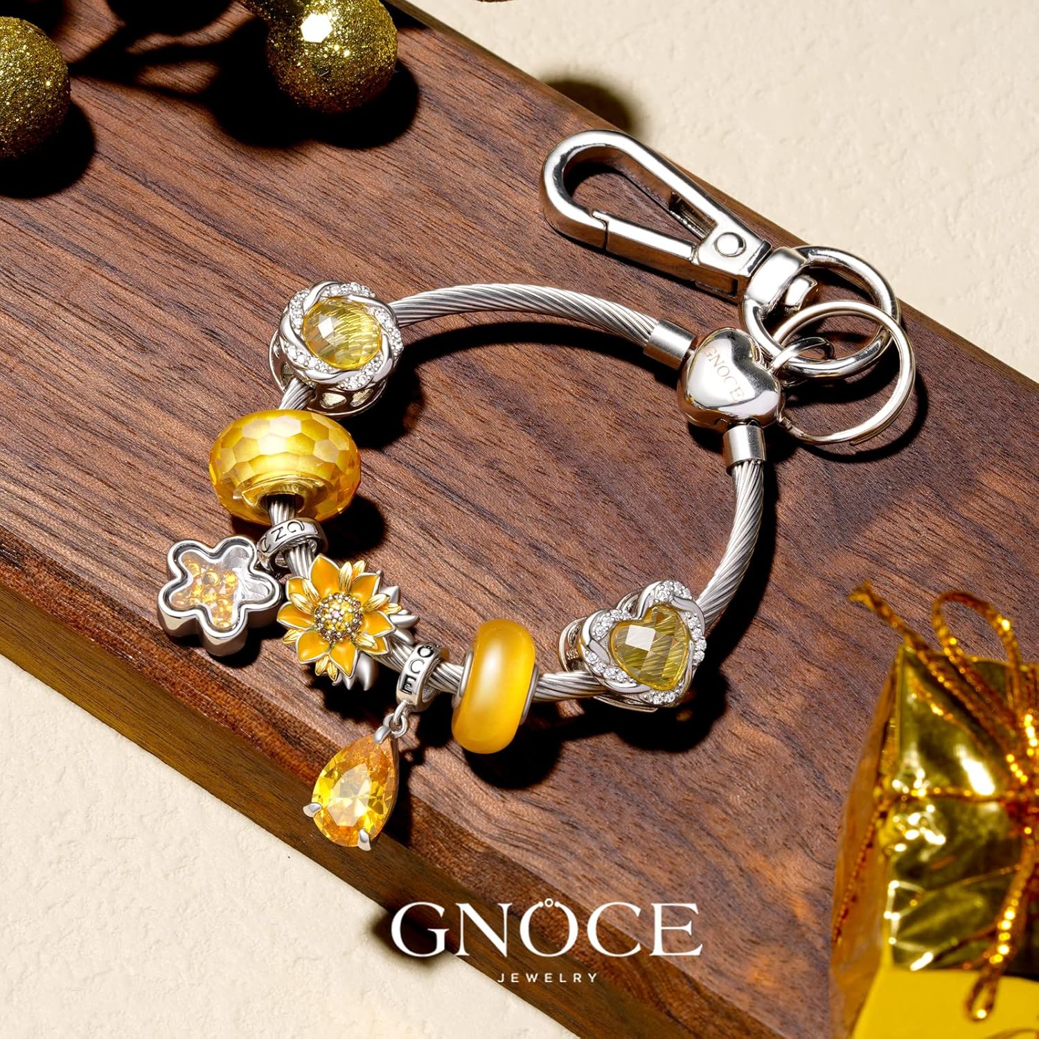 GNOCE Versatile Charm Holder & Key Chain Stainless Steel Charms Bracelet Gift For Women Wife - Image 3