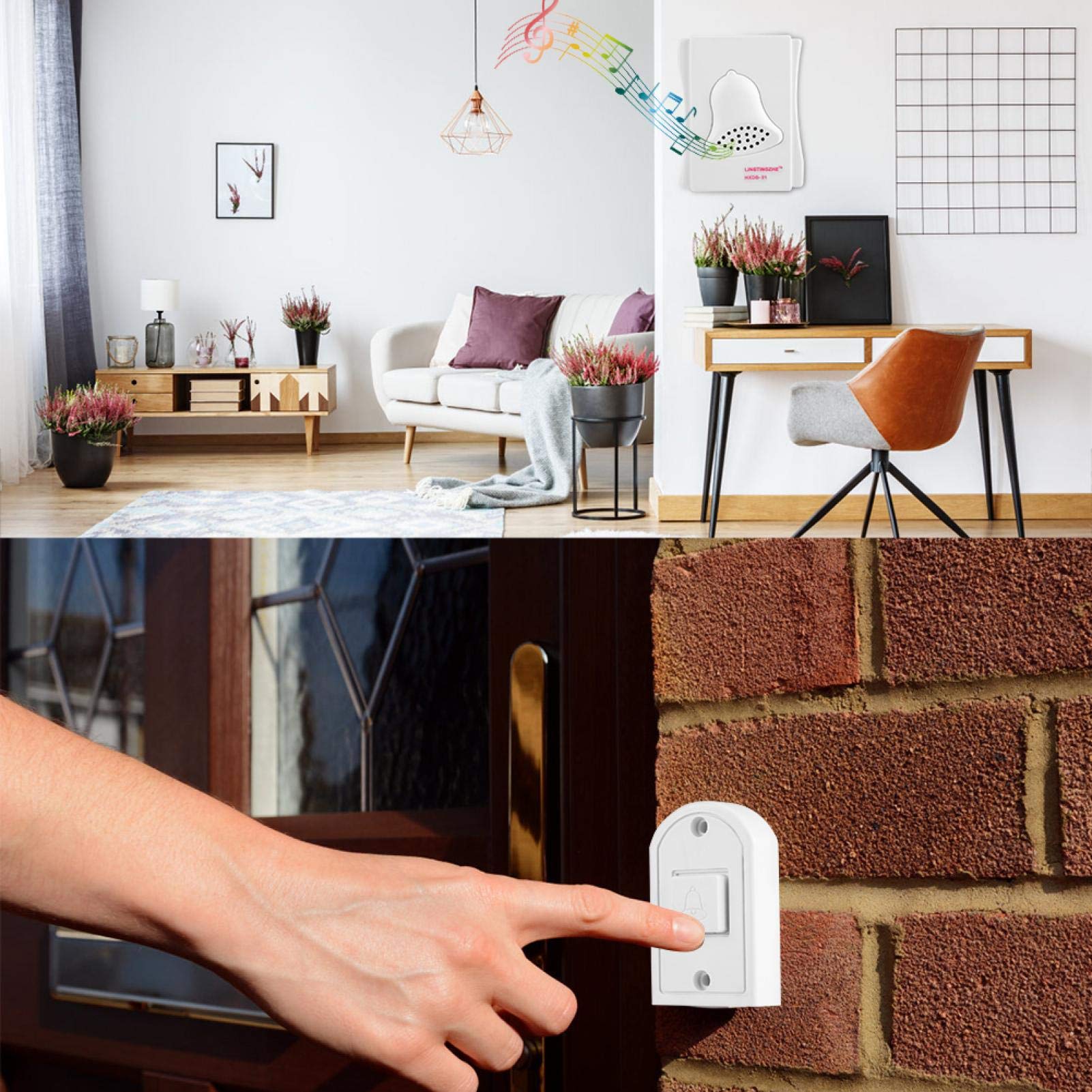 Panel De Timbre De Puerta De 220V, Timbre Con Cable Para Hotel, Din Don, Timbre De Puerta De Casa Con Sonido Claro De Alto Volumen Para Hogar Y Oficinas, 108x108x36mm, 1 Ud