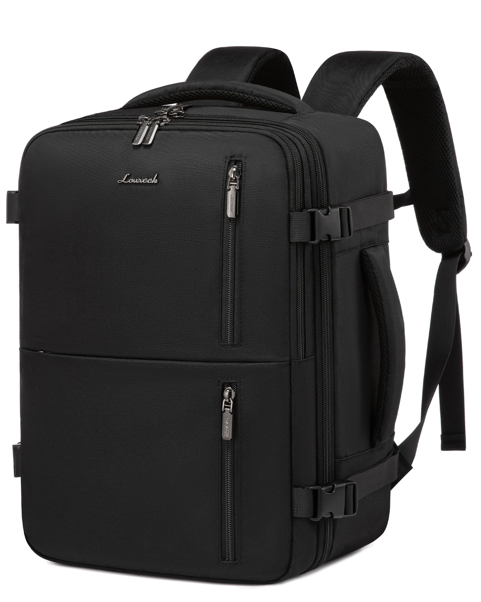 LOVEVOOK Handgepäck Rucksack 40x30x20, Reiserucksack Flugzeug Damen Herren, Carry On Luggage Travel Backpack 24l für 14 Zoll Laptop, Cabin Kofferrucksack mit USB für Arbeit Business Reisen, Schwarz