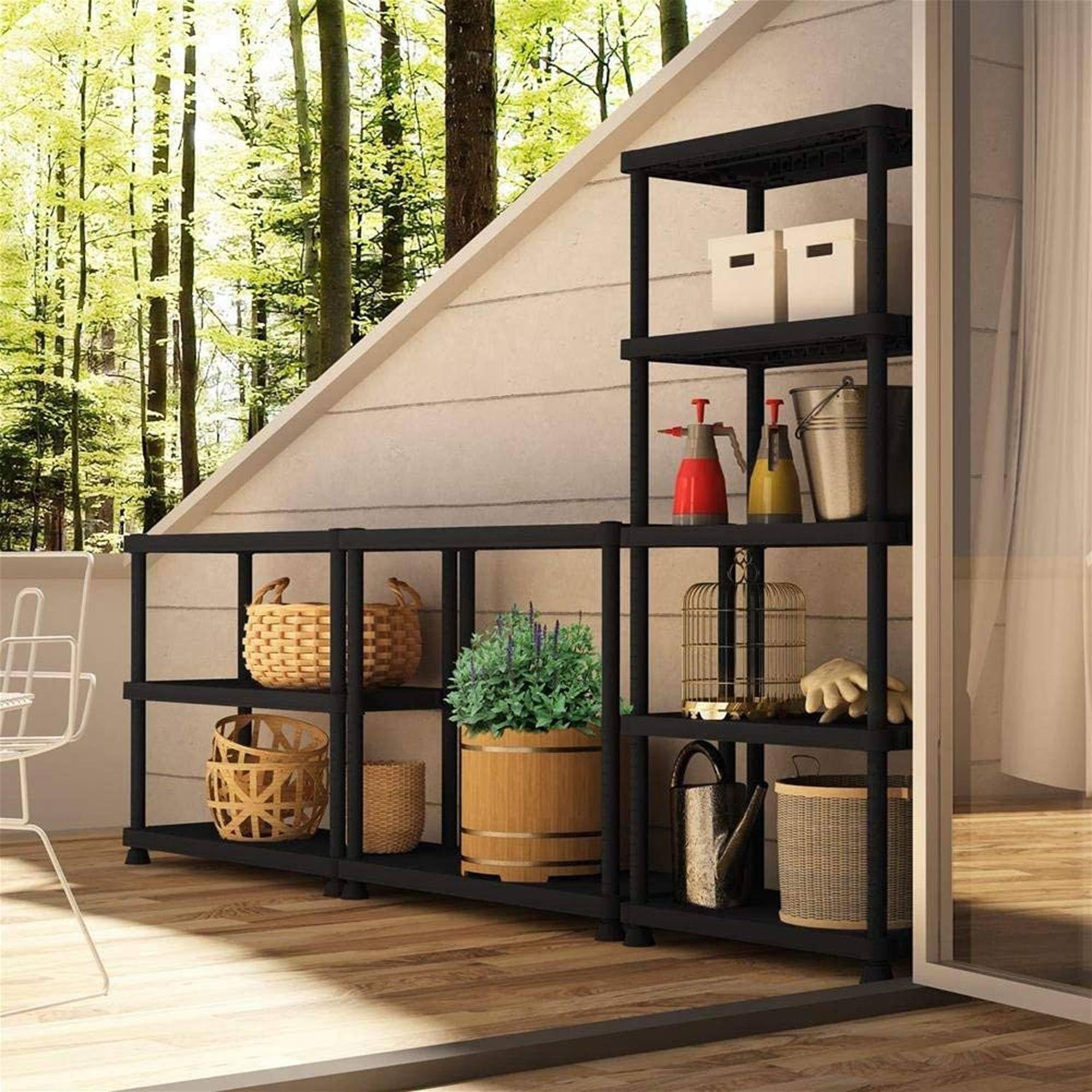 Estantería modular con 4 baldas de plástico 60x30x133 cm.