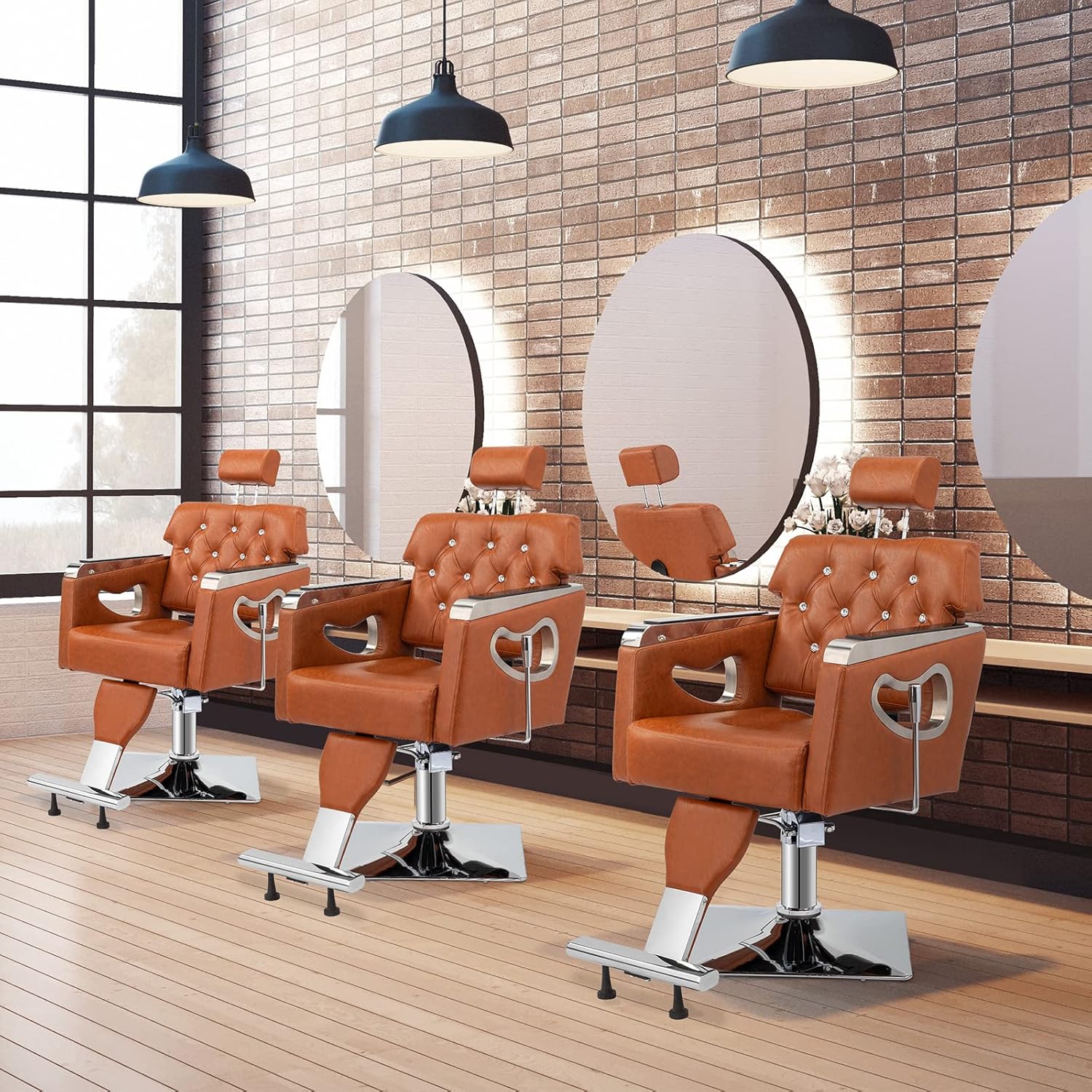 mefeir Hydraulic Barber Chair All Purpose, Reclining Salon Chair for Hair Stylist Shampoo Hairdressing Makeup Braiding Beauty Spa Equipment, Adjustable Headrest 360 Degree Swivel