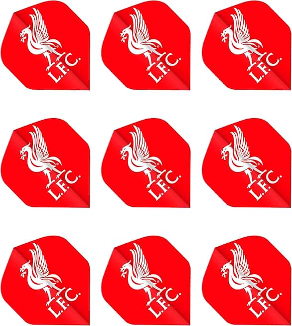 FOCO Officially Licensed Liverpool Football Club Dart Flights Extra Thick 75 Micron - 3 Sets per pack (9 darts Flights in total) - Professional Darts Accessories