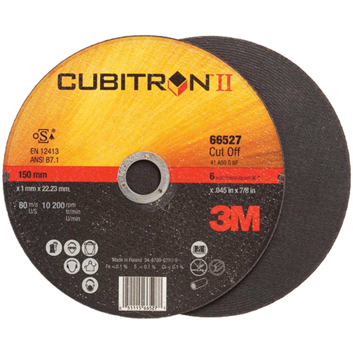 3M Cut-Off Wheel, 66542, T27 Quick Change, 7 in x .09 in x 5/8-11 in