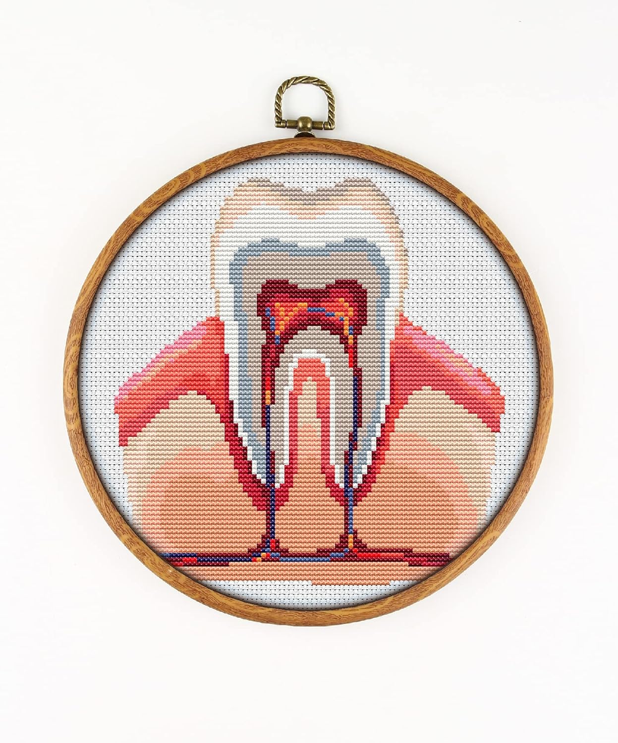 Human Body Tooth CS1088 - Counted Cross Stitch KIT#2. Set of Threads, Needles, AIDA Fabric, Needle Threader, Embroidery Clippers and Printed Color Pattern Inside.