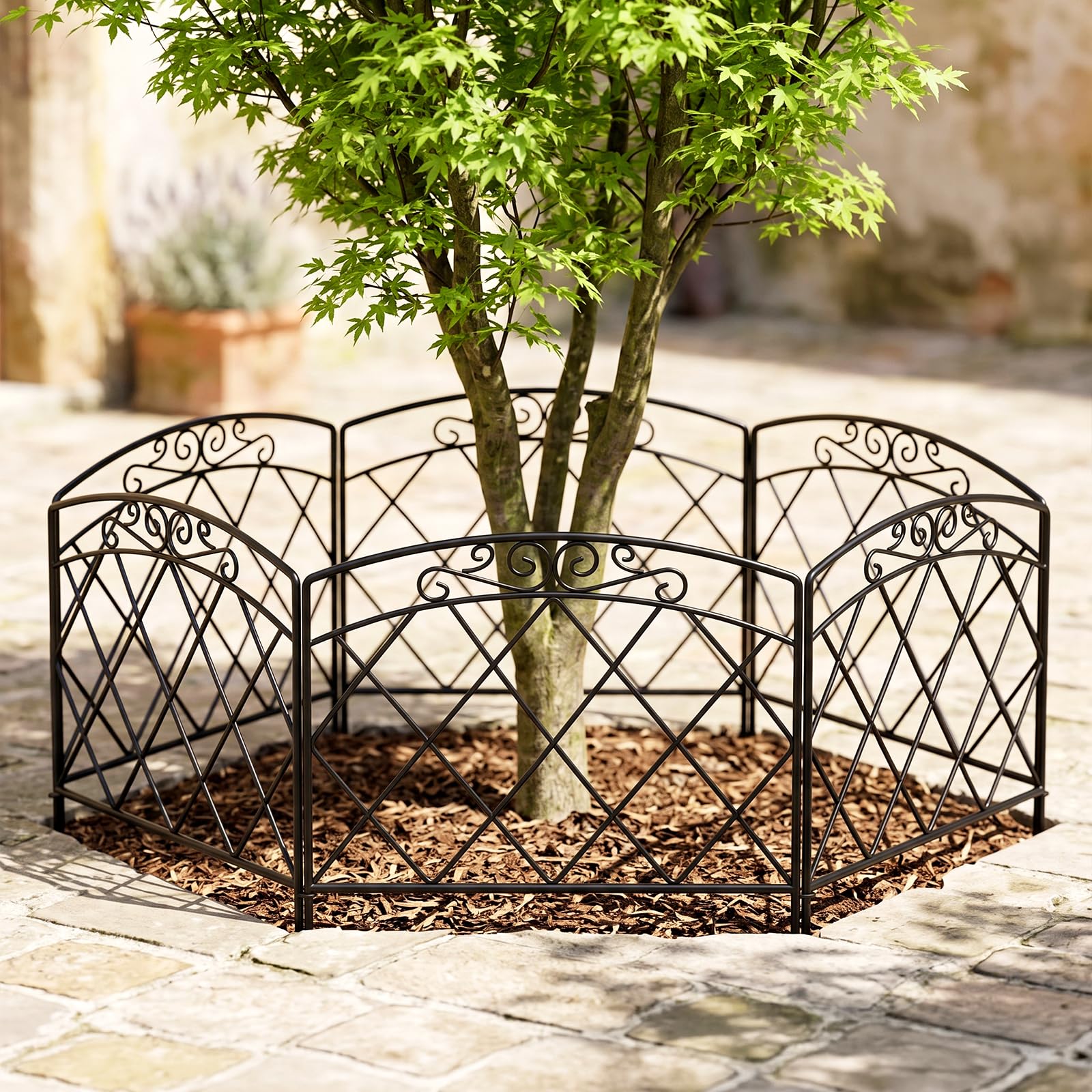 Thealyn Clôture Décorative en Métal, 61 cm x 61 cm x 5 pieces | Barrière de Jardin pour Chiens, Installation sans Creuser (Elegant)