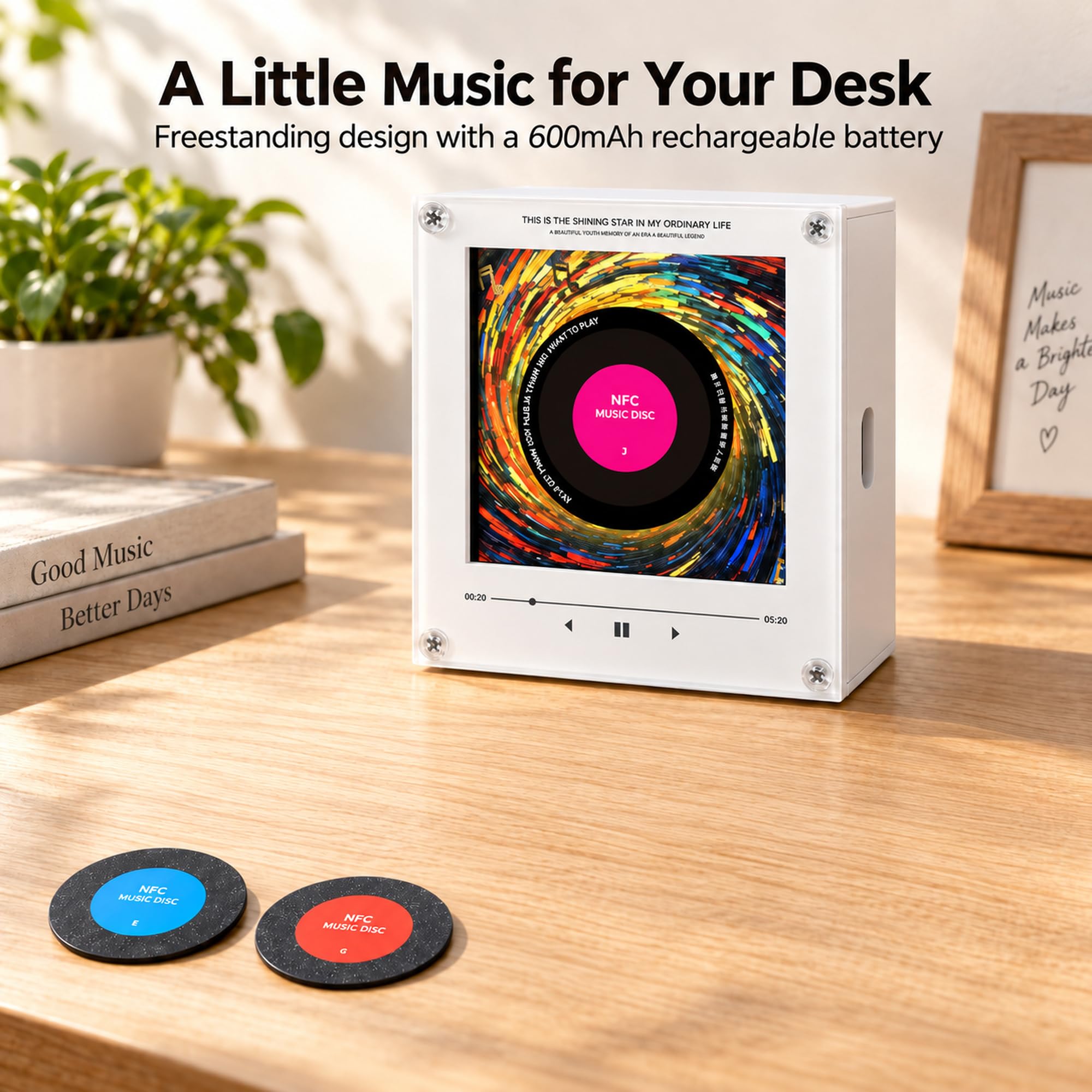 Amazon.co.jp: NFC磁気音楽プレーヤー ミニレコードプレーヤー ライト