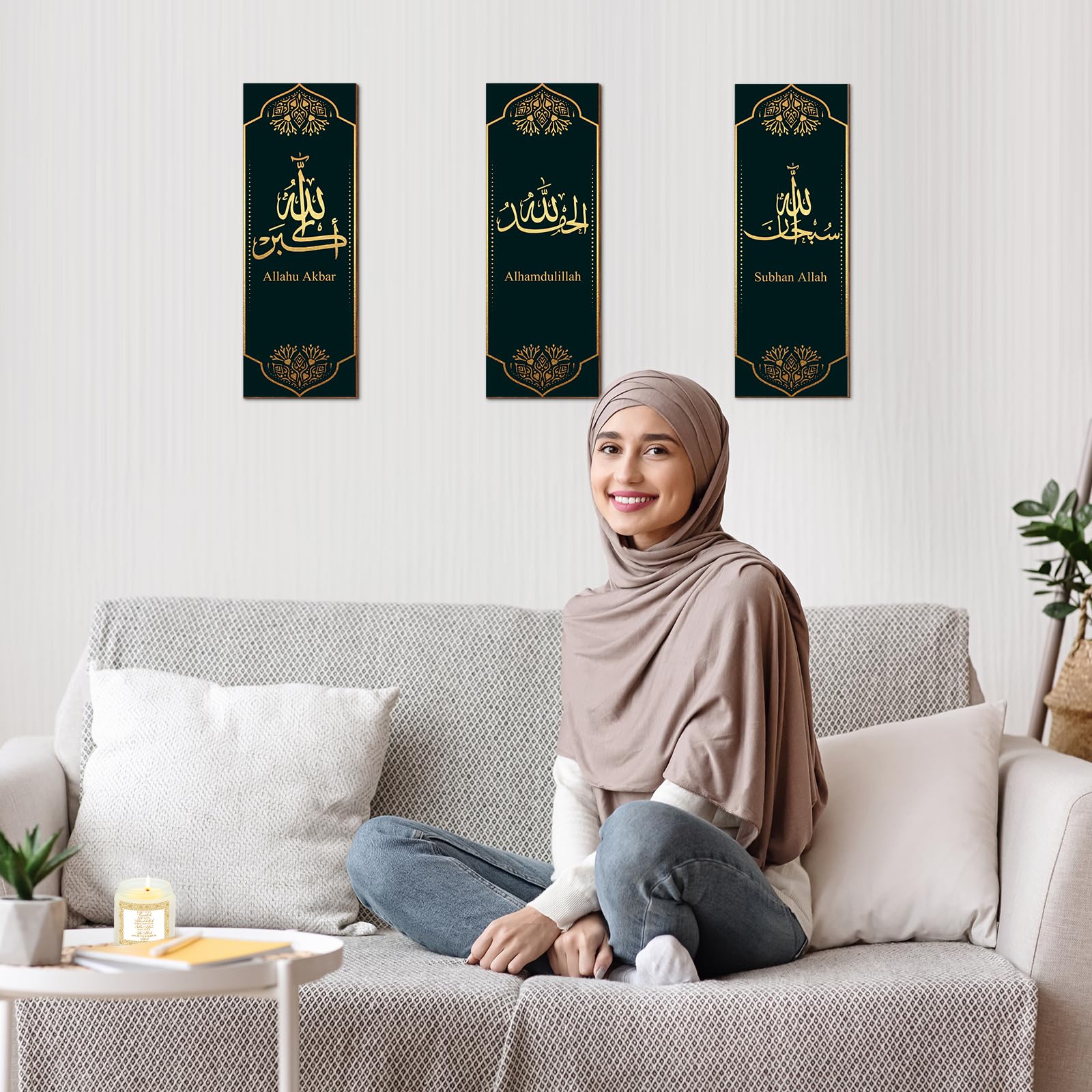 MTLEE 6 Pcs Eid al-Adha Scented Candles Gift Set, Bismillah Islamic Soy Wax 3.5 oz Natural Aromatherapy Jar Candles for Eid Mubarak, Muslim Ramadan Home Decor, Gifts for Muslim Friends Family (White)