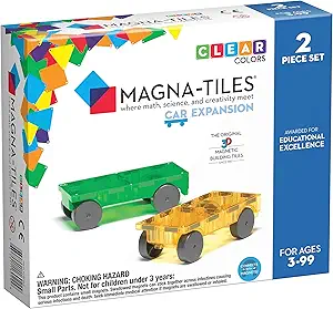 Magna-Tiles Cars Expansion Set, The Original Magnetic Building Tiles For Creative Open-Ended Play, Educational Toys For Children Ages 3 Years + (2 Pieces)