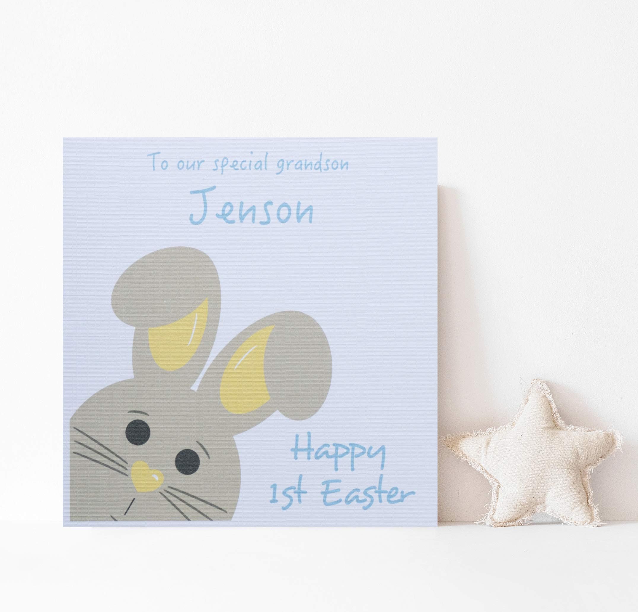 Personalised 1st Easter card for a Baby Boy.