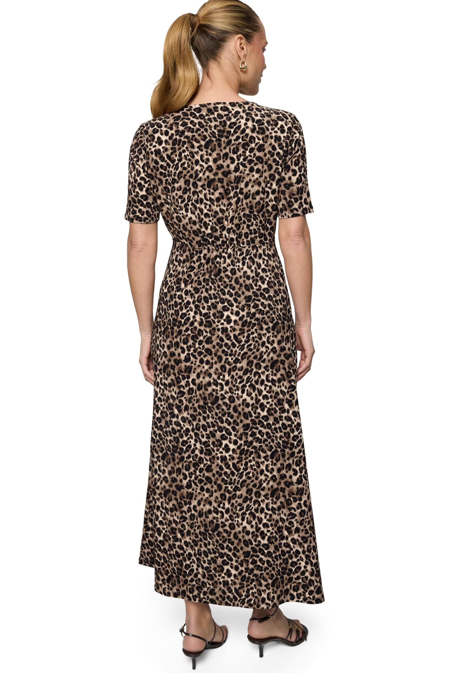 zero Damen Maxikleid Kurzarm mit Leoprint