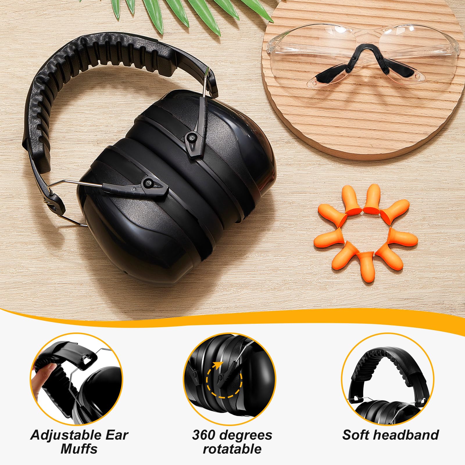TrelaCo Juego de 18 protectores auditivos para campo de tiro que incluye protección auditiva para campo de tiro, orejeras reductoras, auriculares Nrr 36 db, gafas de seguridad para pistola, tapones