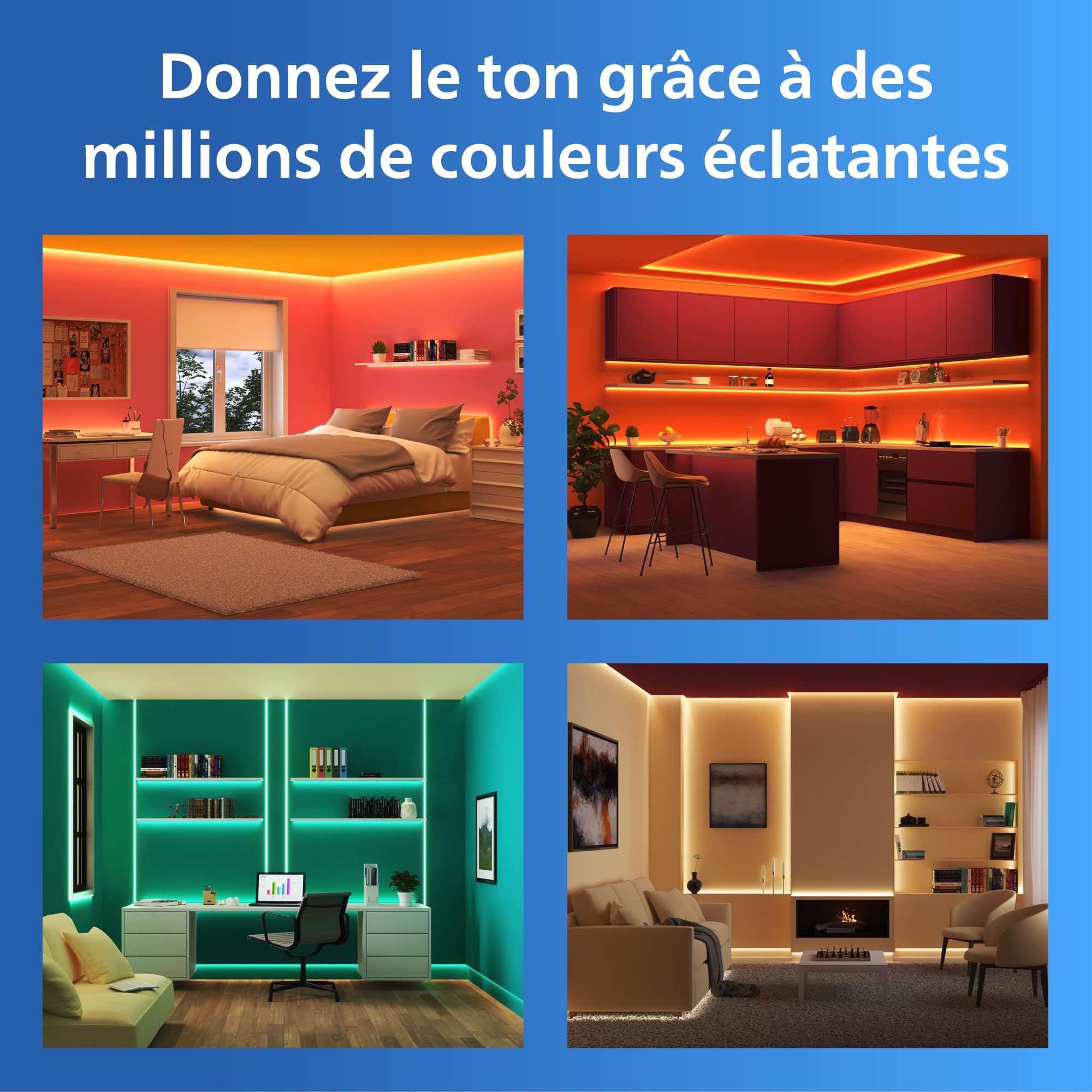Philips Smart LED, Bande LED RGB avec Lumière Multicolore, 15m, Blanc
