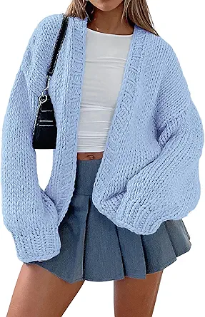 PRETTYGARDEN Cardigan Sweaters for Women Trendy Fall Fashion 2025 Long Sleeve Chunky Knit Cardigans Winter Clothing Outfits