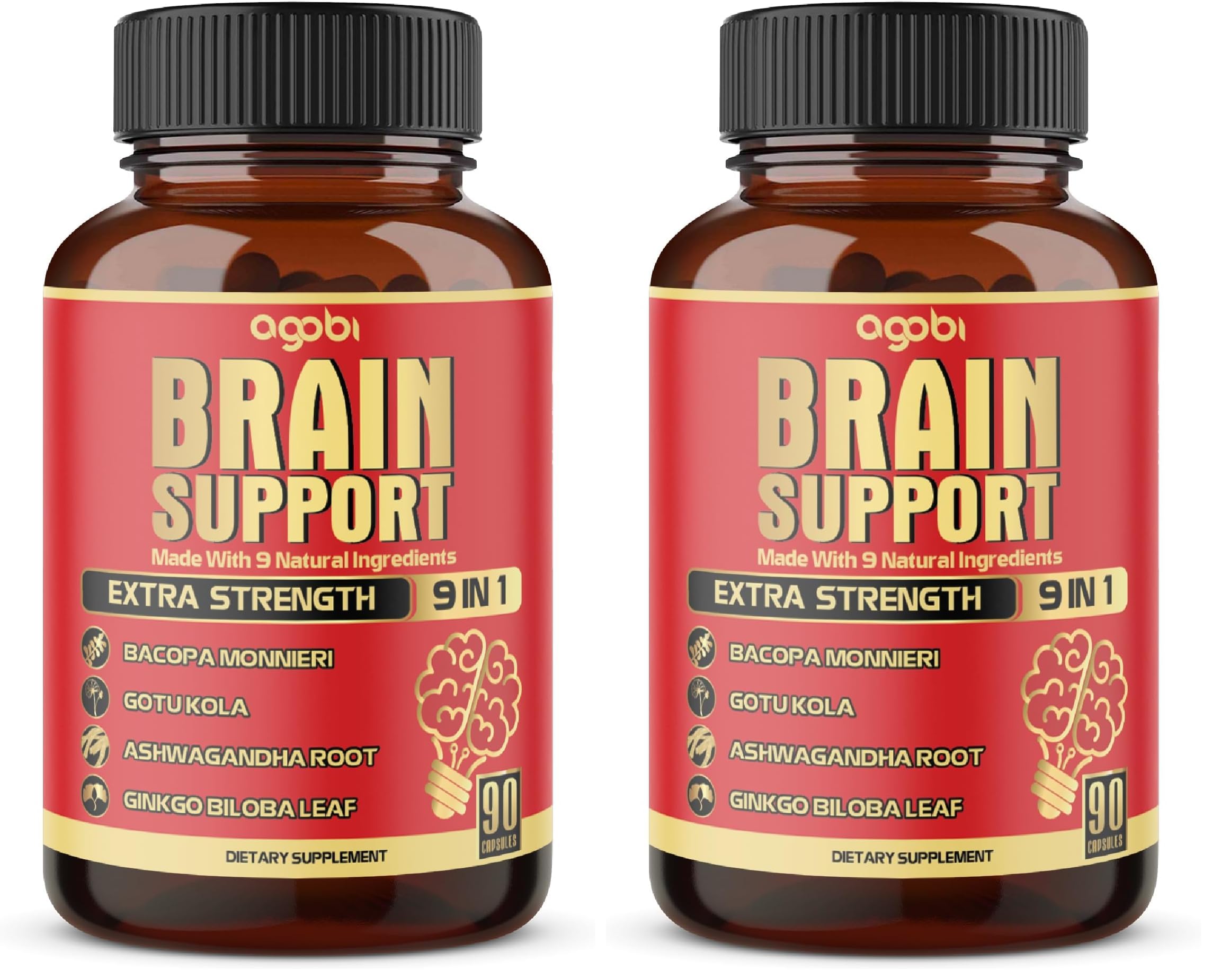 agobi 9in1 Brain Support Supplement - Concentrated Ashwagandha Root, Gotu Kola Powder, Bacopa Monnieri Powder and More - 90 Capsules - 3 Months Supply — Amazon image 8