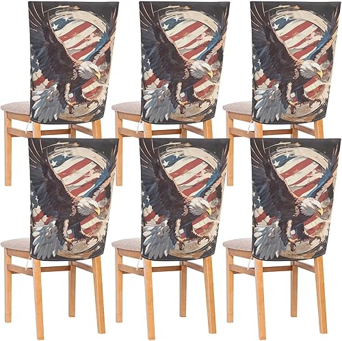 4th of July Independence Day Brown Bird Decorative Chair Covers for Ceremony Soft Slipcovers fundas para sillas de comedor 6 Set of 6
