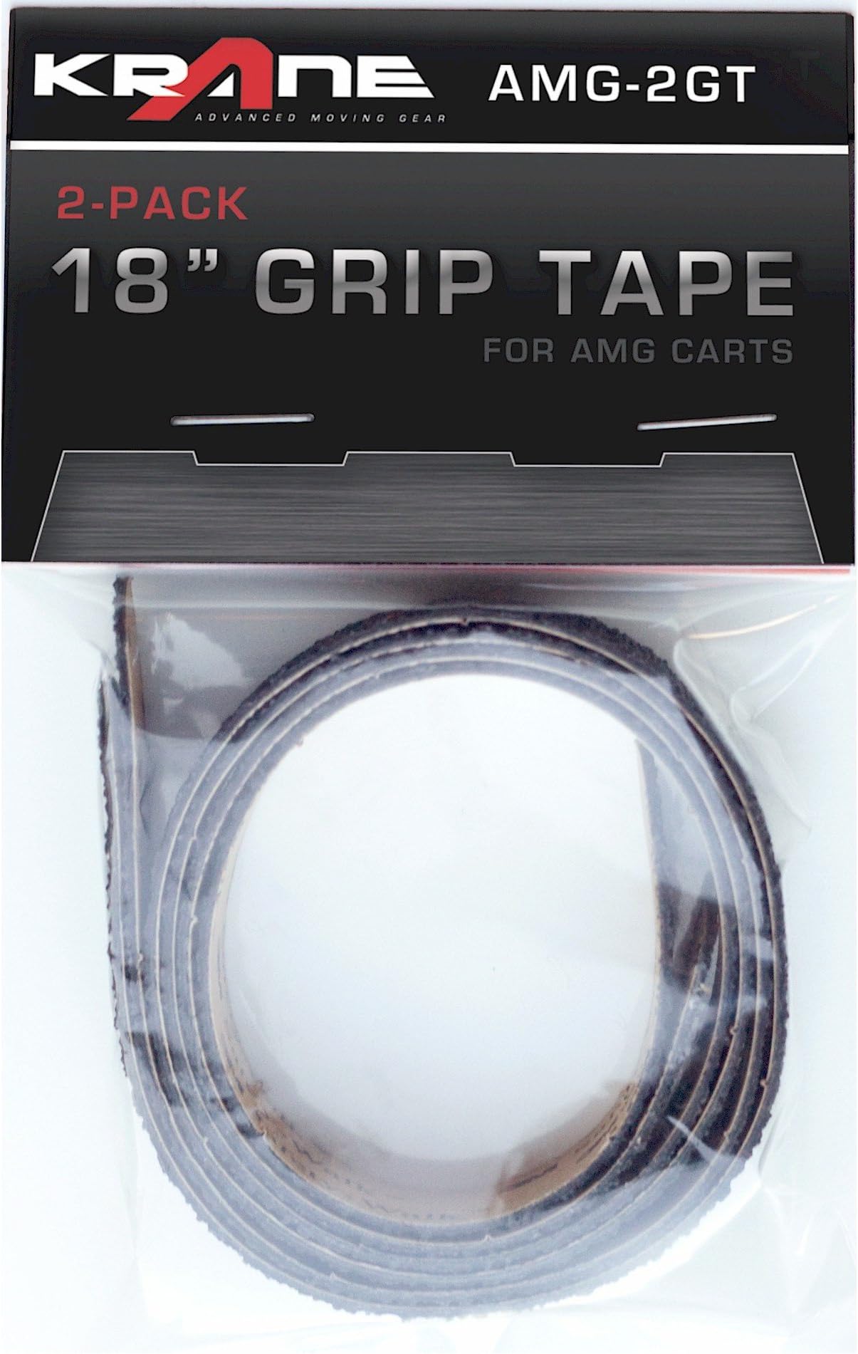 Krane AMG-2GT Grip Tape for Krane AMG Carts, Slip Resistant, Non-Abrasive, Rubberized Adhesive Tips, Pressure-Sensitive, Dimensions- 18" x 0.5", Weight- 0.8 ounces.