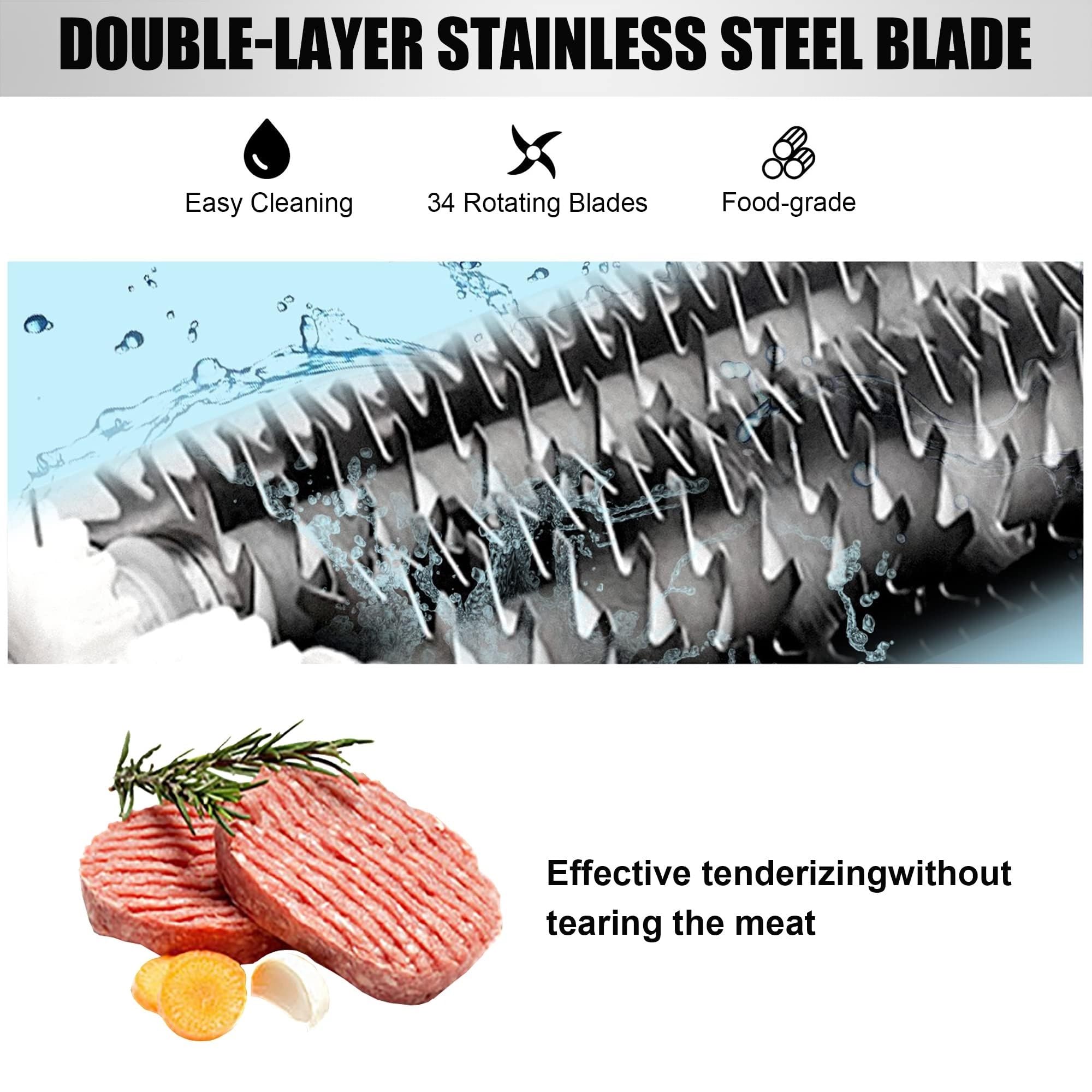 Ablandador de carne resistente de 450 W, acero inoxidable, ideal para carne de res, pavo, pollo, cordero, cerdo y otras carnes, herramienta de cocina de calidad comercial