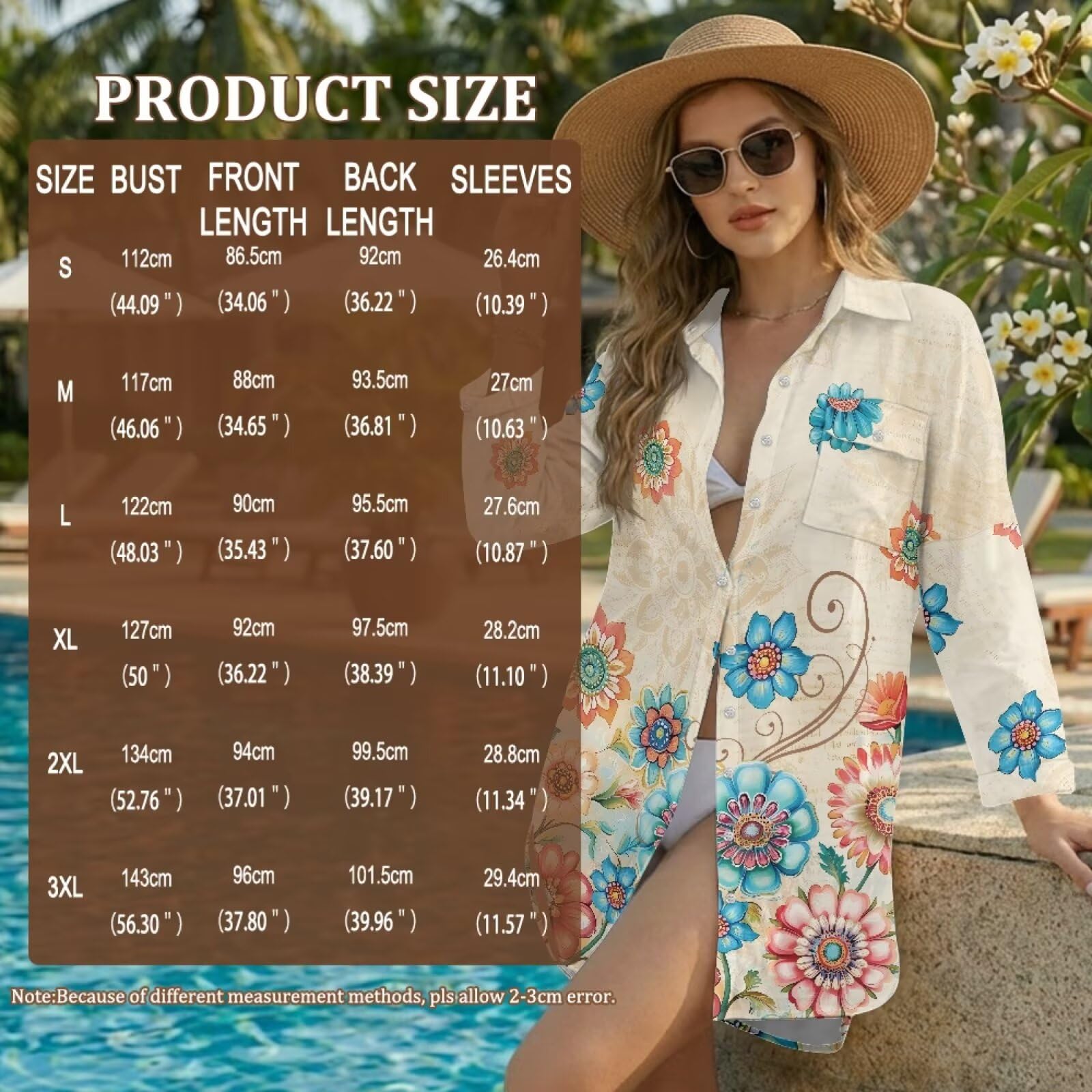 Camisa de playa para mujer, para verano, traje de baño, con botones, vestido de playa para mujer