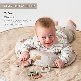 Taf Toys Tummy Time Support, 2-Stage Baby Toy for Newborns 0-6M, Crinkle Toy & U-Shape Design, Strengthens Neck/Back Muscles, Comfortable Baby Essentials & Must-Haves Montessori Toy for Infant Newborn