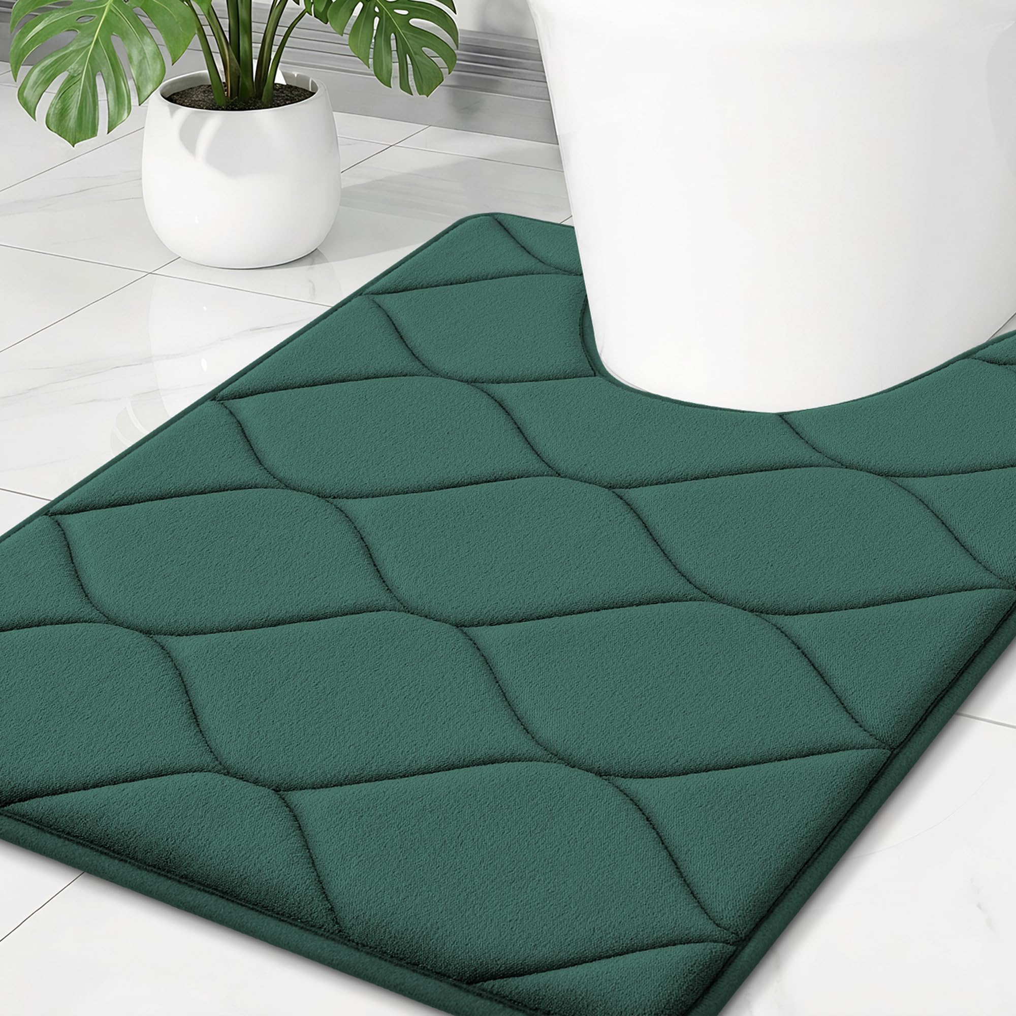 Smiry Memory Foam U-Shaped Toilet Mat 24x20, Soft Absorbent Toilet Rugs