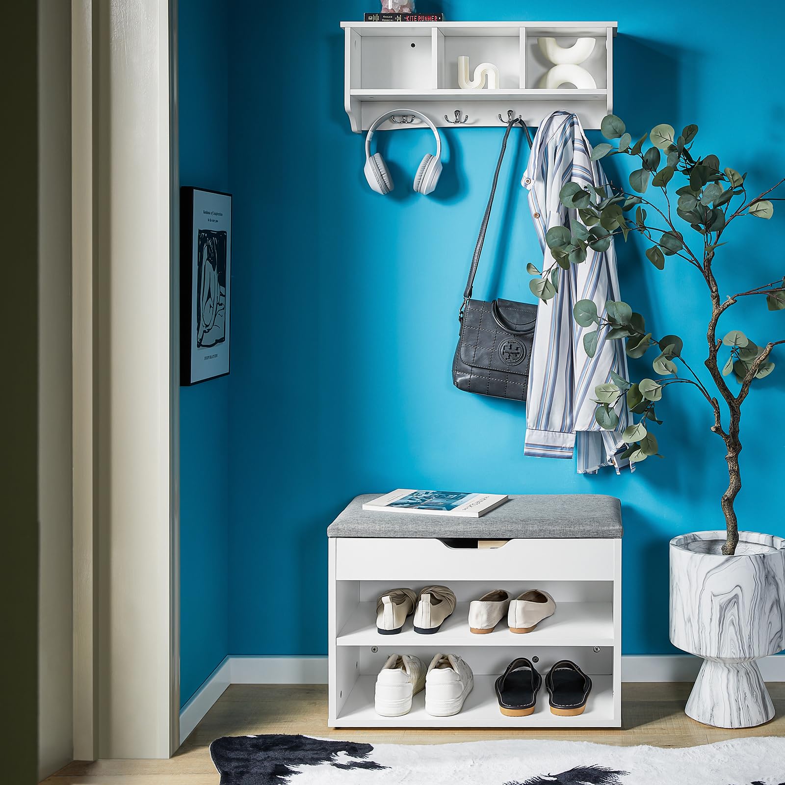 SoBuy Ławka do siedzenia, regał na buty FSR25-HG