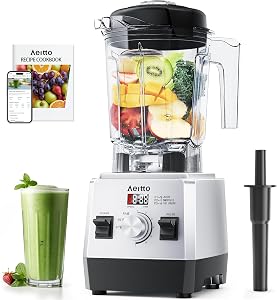 Aeitto Blenders for Kitchen with 68Oz. Large Capacity, 1800W Max Power Smoothie Blender, 3 Preset Programs & 7 Speeds, Professional Countertop Blender for Smoothies, Ice Crush, Generation 1 Silver