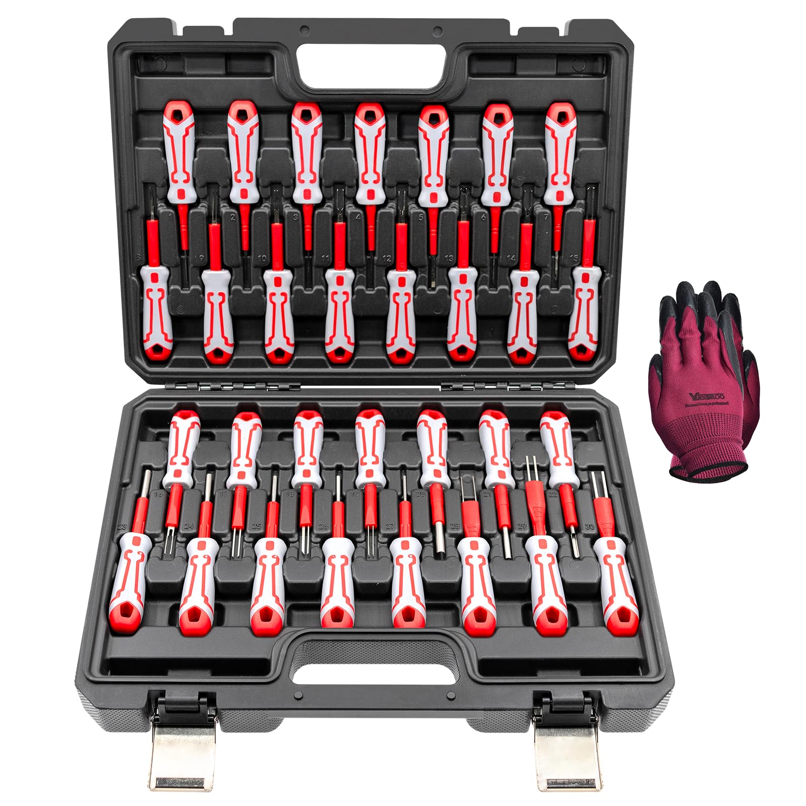 Yuesstloo 30 Pcs Universal Terminal Removal Tool Kit, for Replaces The Universal Vehicle Wire Harness Pin Connector Release Tool Set, with Stainless Steel Connectors and Non-Slip Handles