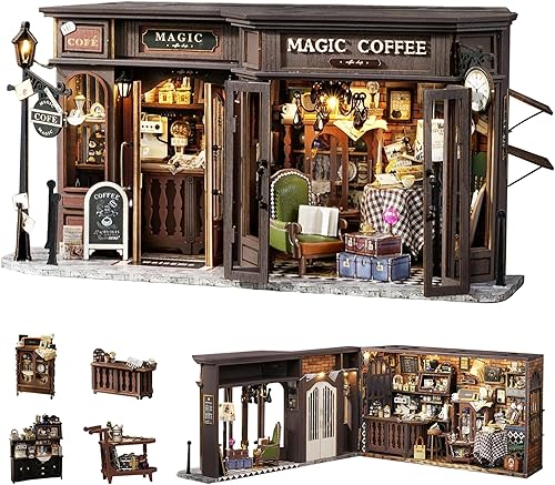 Miniatura 10 de Flever Kit de casa de muñecas en miniatura, habitación creativa con muebles para regalo romántico de obras de arte (Luna Magic House)