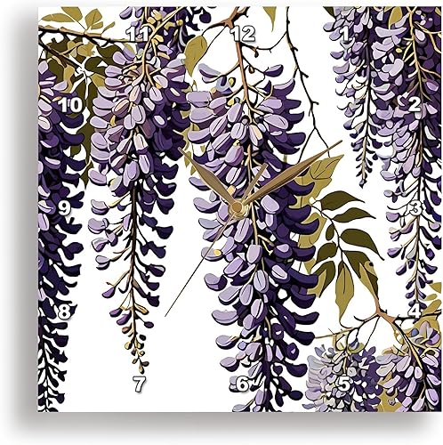 3dRose, Wisteria Retro Style Abstract Cottagecore Cut Out, 10x10 Wall Clock