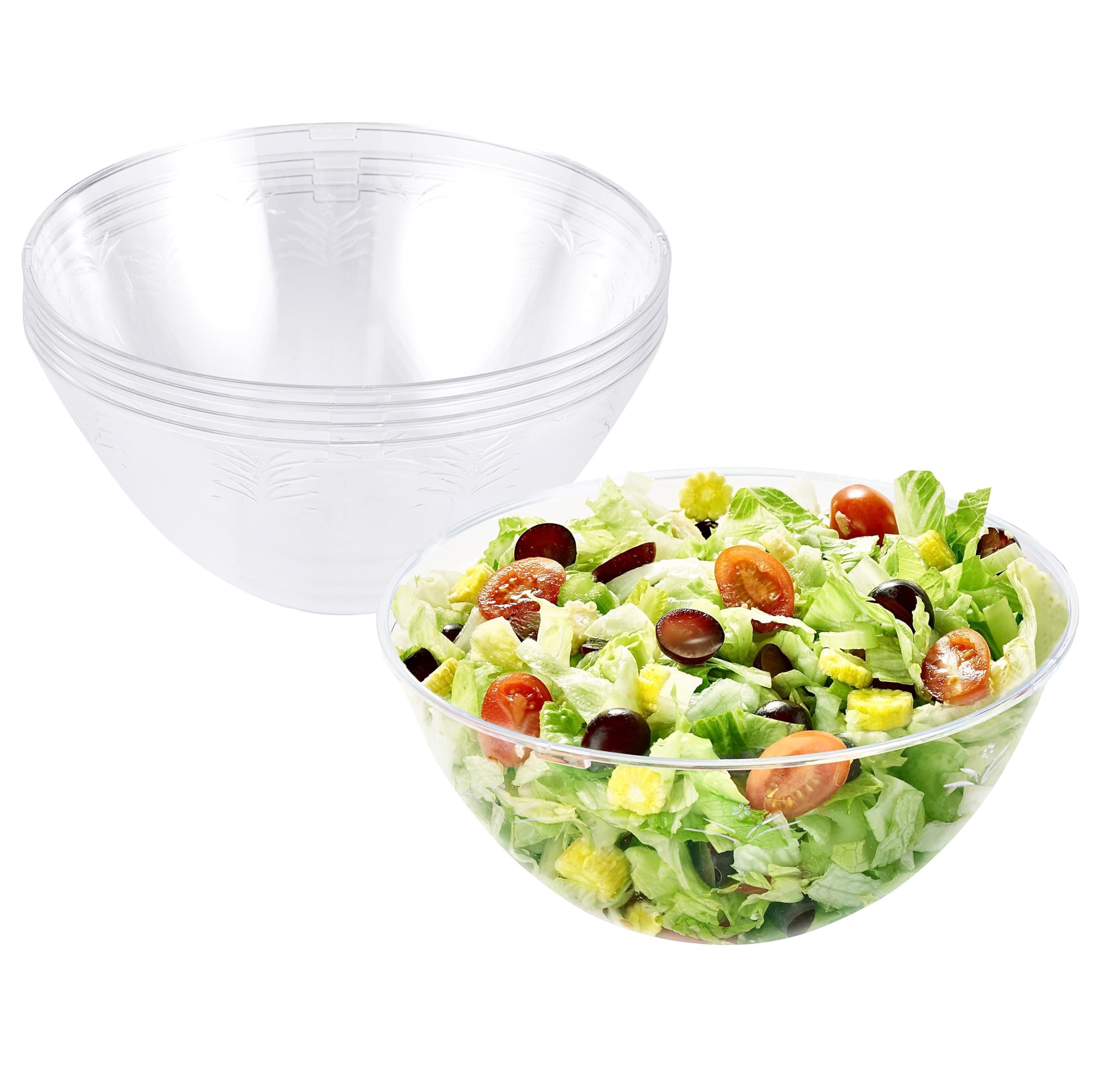 MATANA 10 Large Clear Hard Plastic Serving Bowls, 3000ml - Sturdy & Reusable - Ideal for Salad, Snacks & Crisps - Parties, Picnic, Birthdays, BBQ & More
