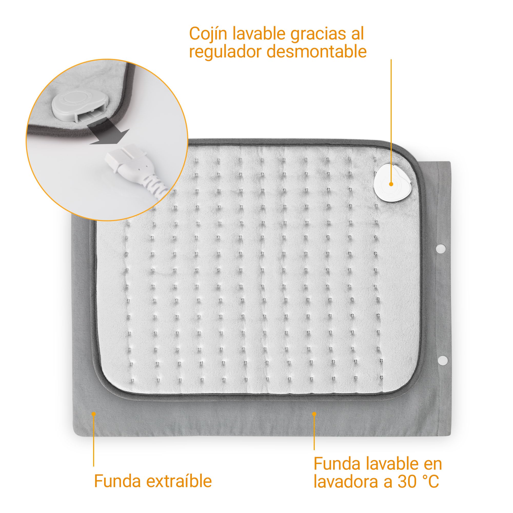 medisana HP 605 Almohadilla térmica con 4 ajustes de temperatura, protección contra el sobrecalentamiento, desconexión automática con funda extraíble de material blando