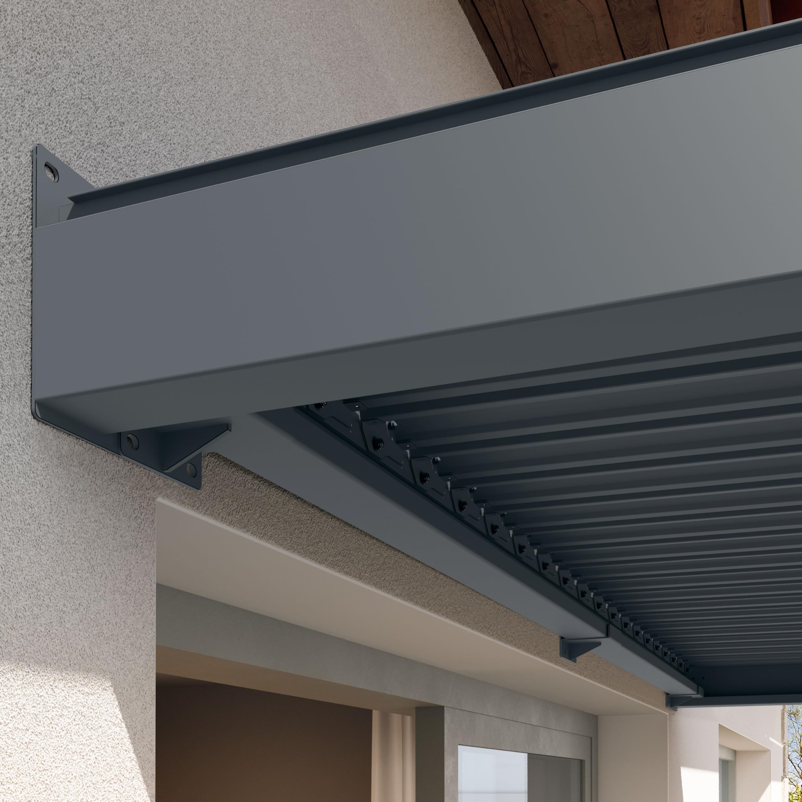 PRIMEYARD Pergola adossée 3x4 m poteaux en Aluminium avec Lames orientables en Acier pergola Murale Anthracite